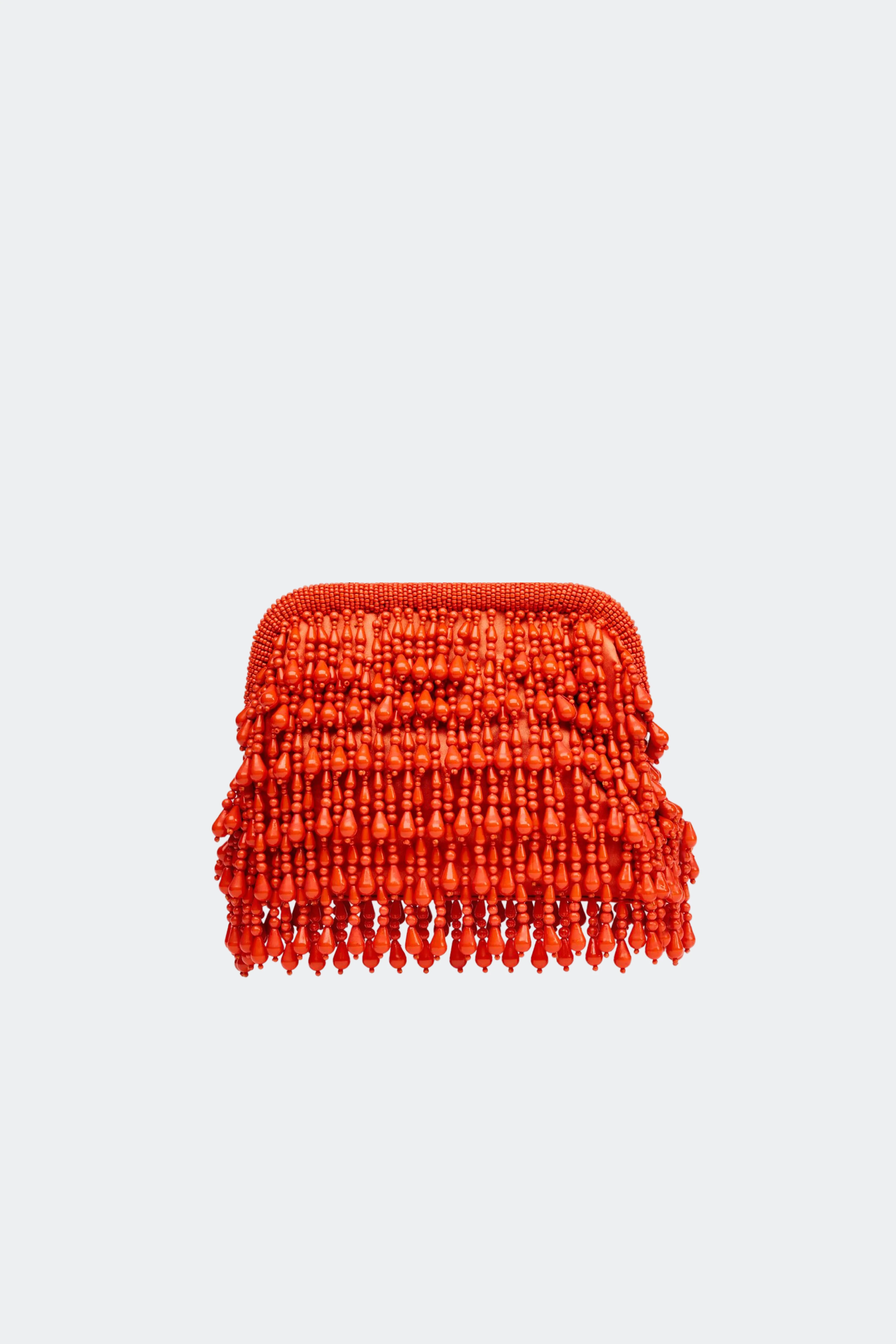 Beaded Drop Clutch In Orange - Image 2
