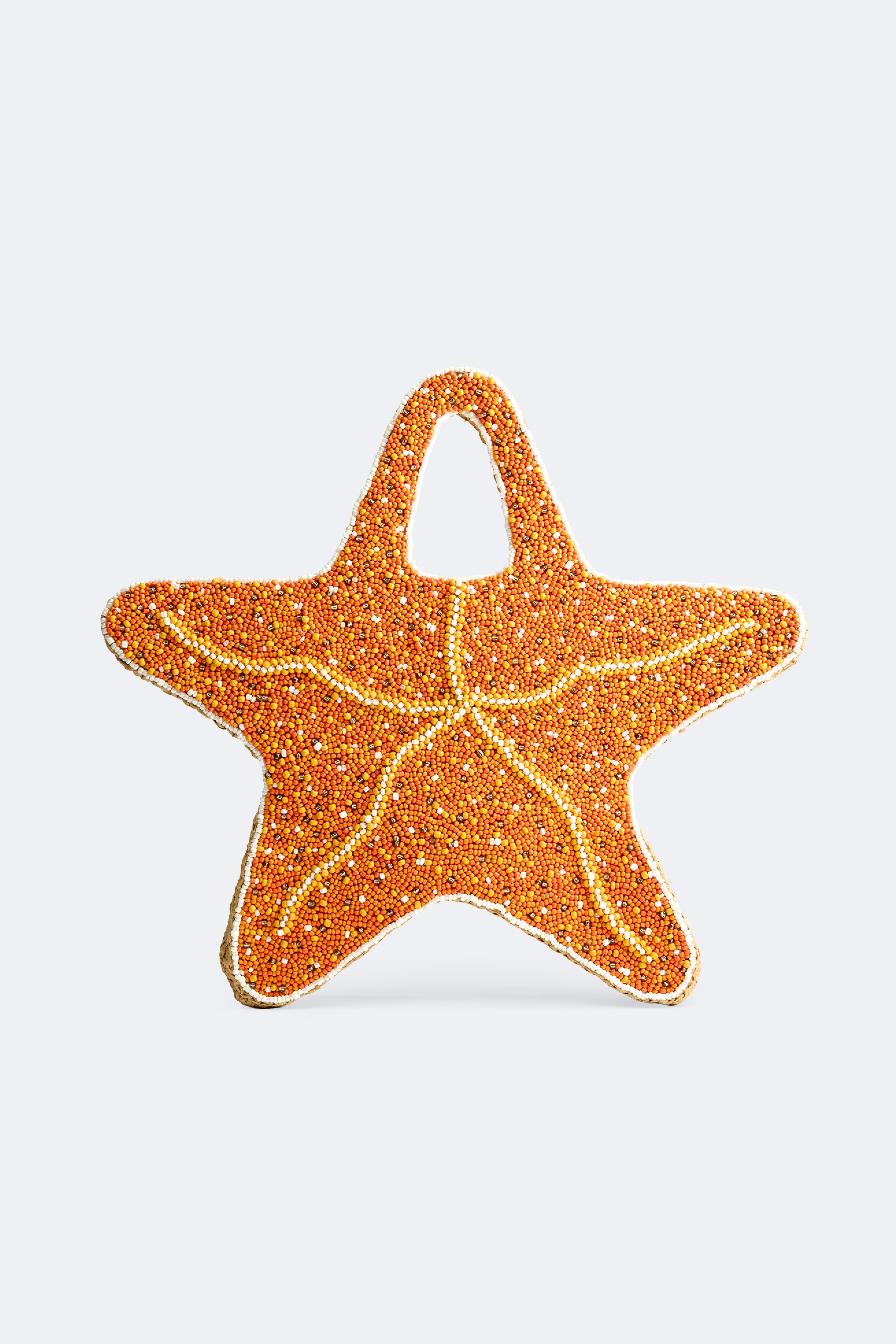 Beaded Starfish Bag In Orange/Natural - Image 2