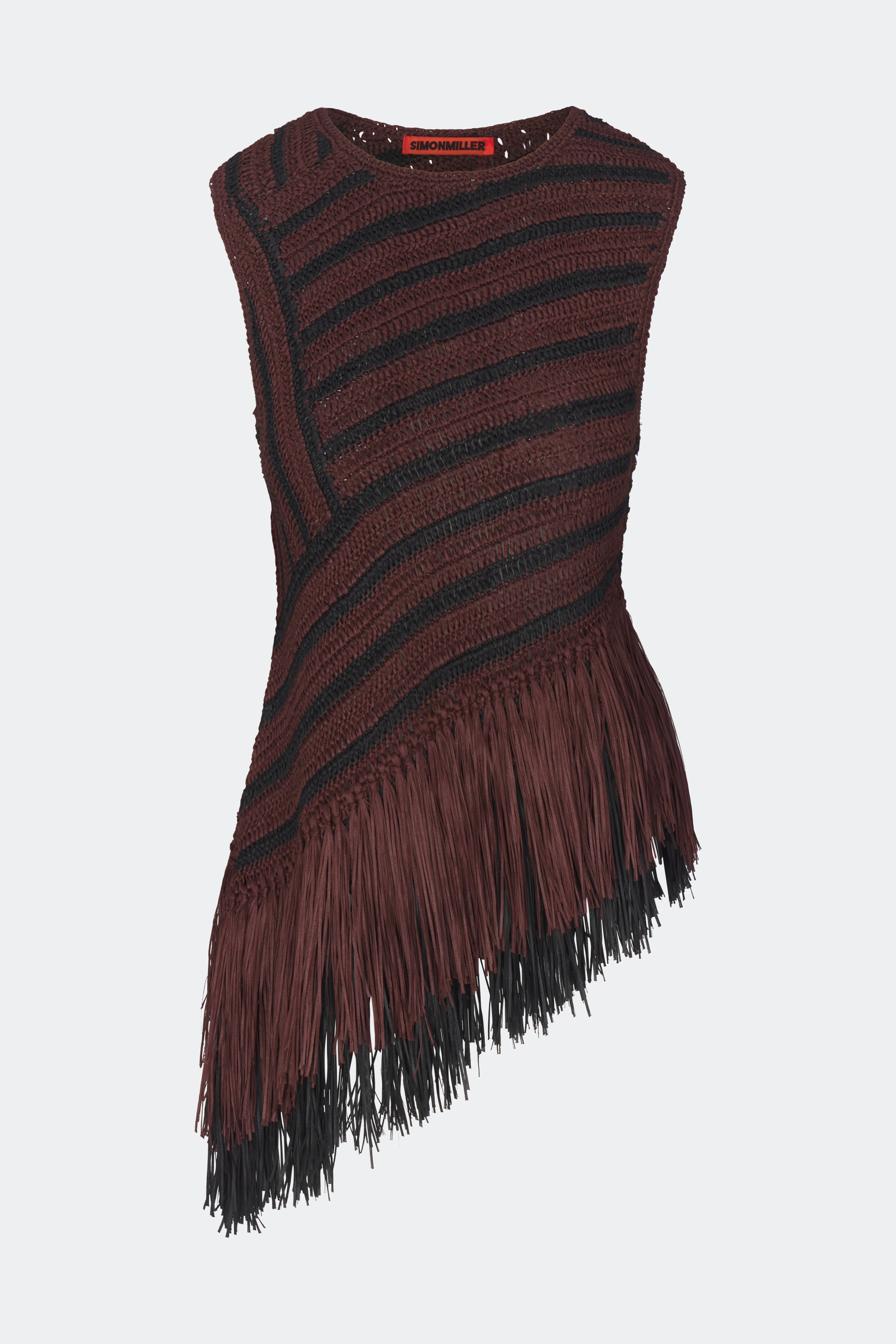 Beja Crochet Top in Choco Brown/Black Combo