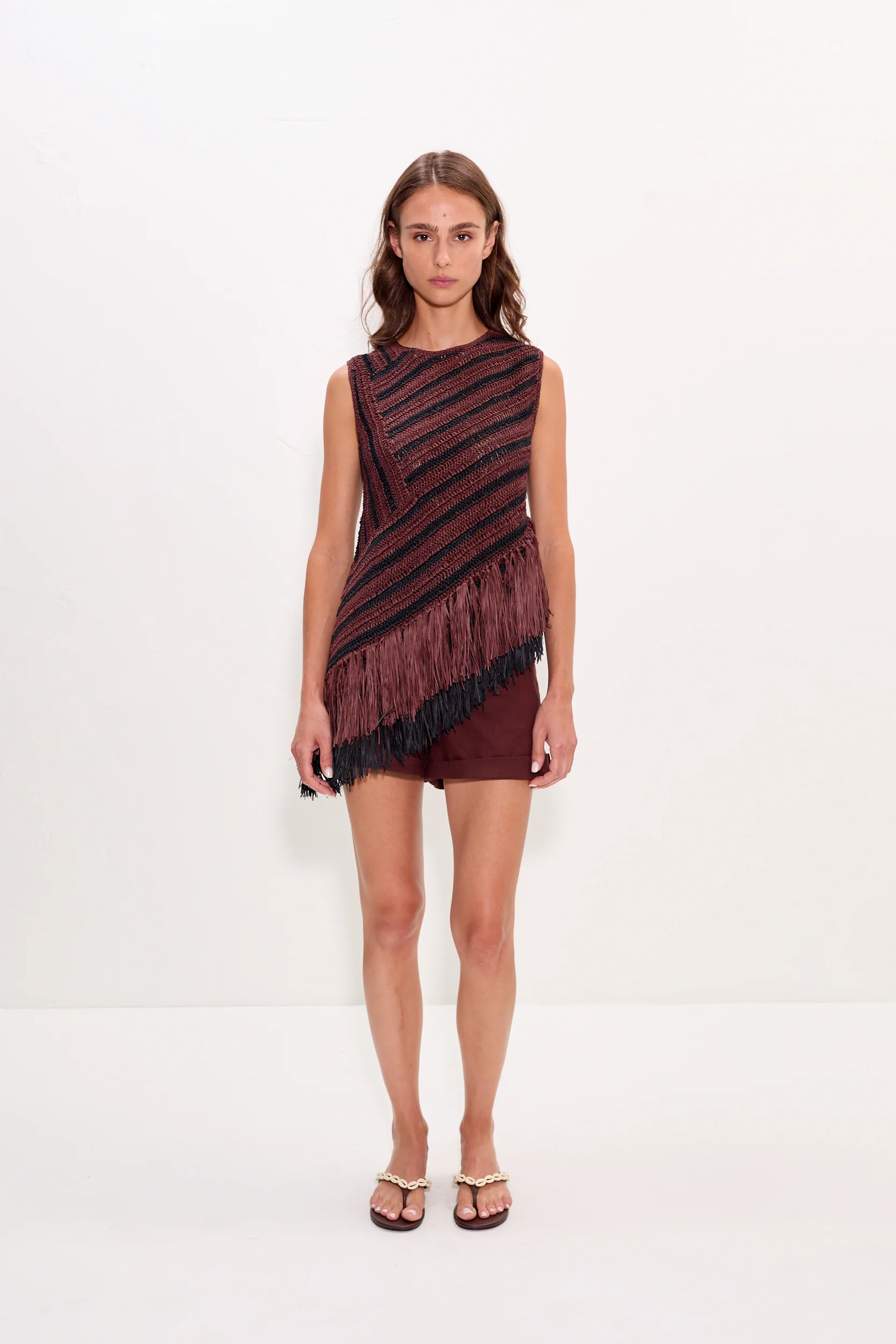 Beja Crochet Top in Choco Brown/Black Combo - Image 2