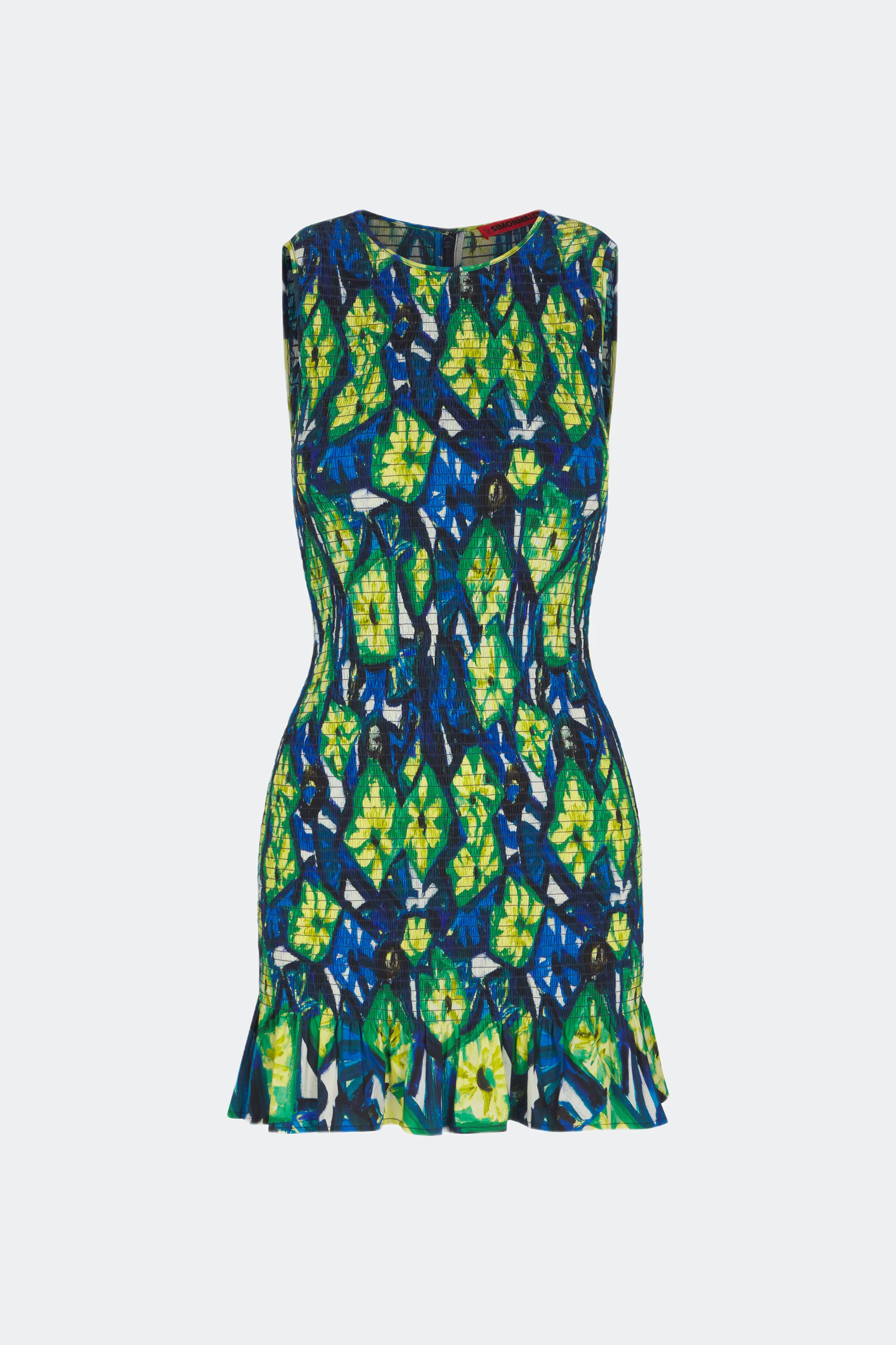 Belle Smocked Mini Dress in Abstract Floral