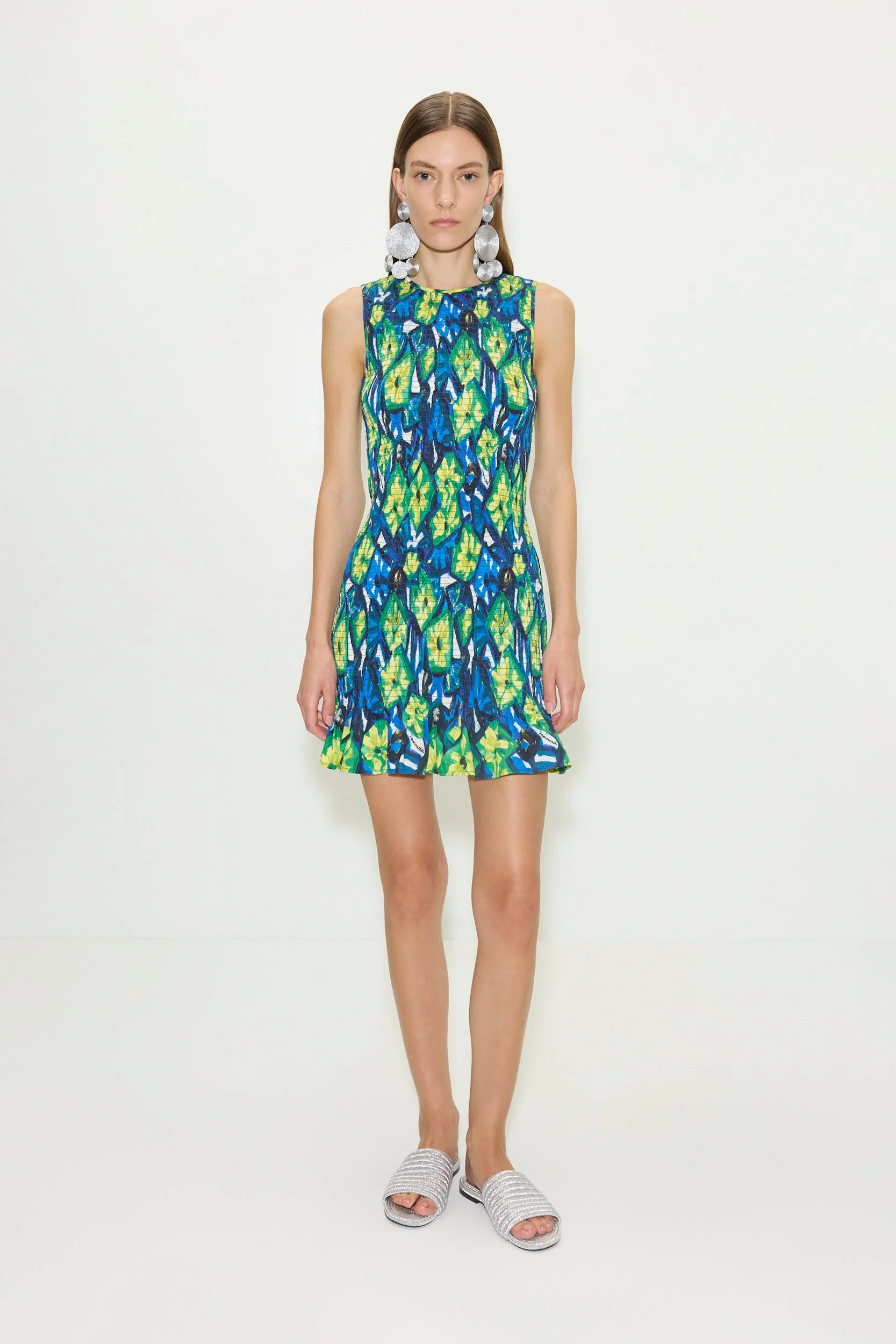 Belle Smocked Mini Dress in Abstract Floral - Image 3
