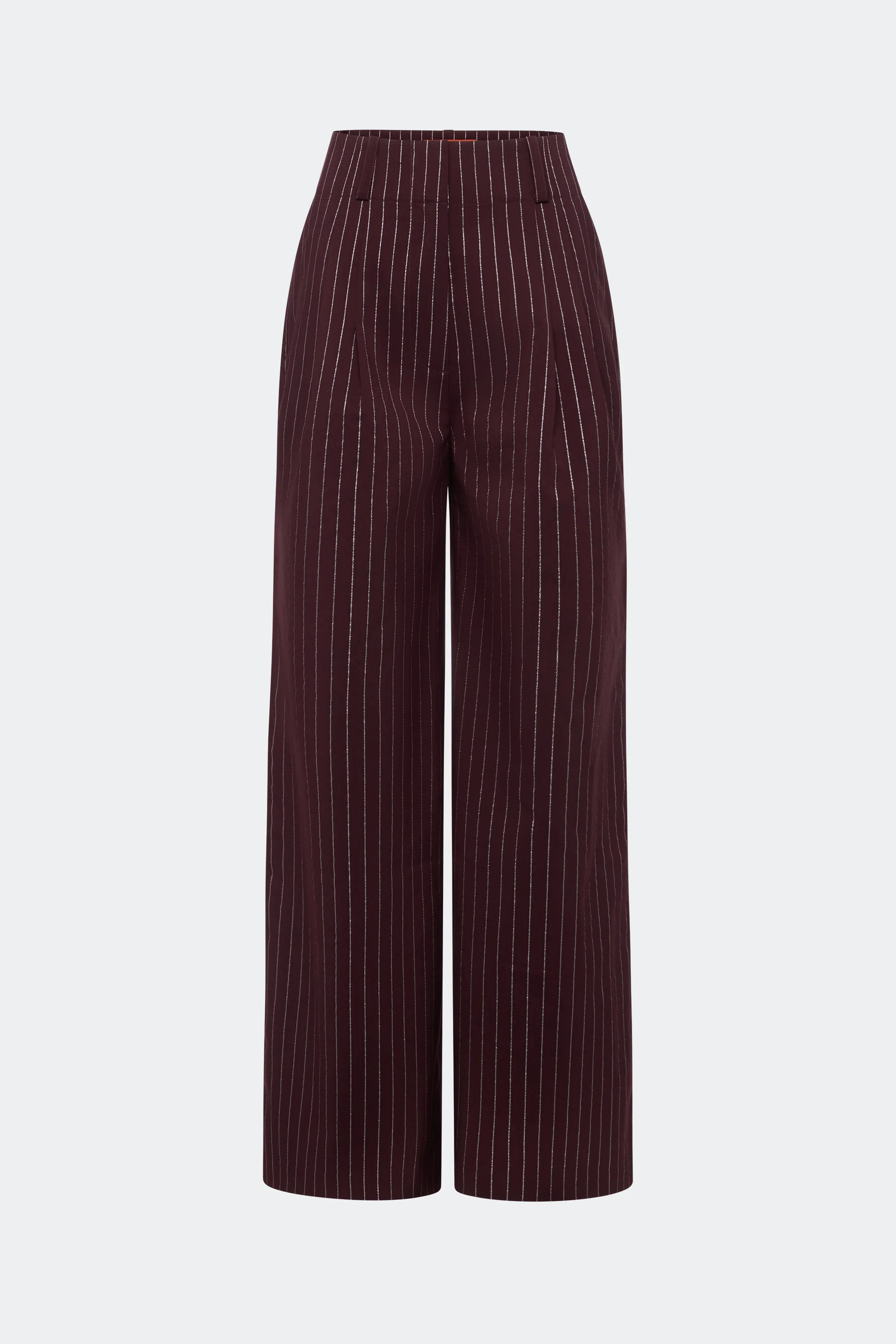 Bloo Pinstripe Pant In Bordeaux Metallic Pinstripe