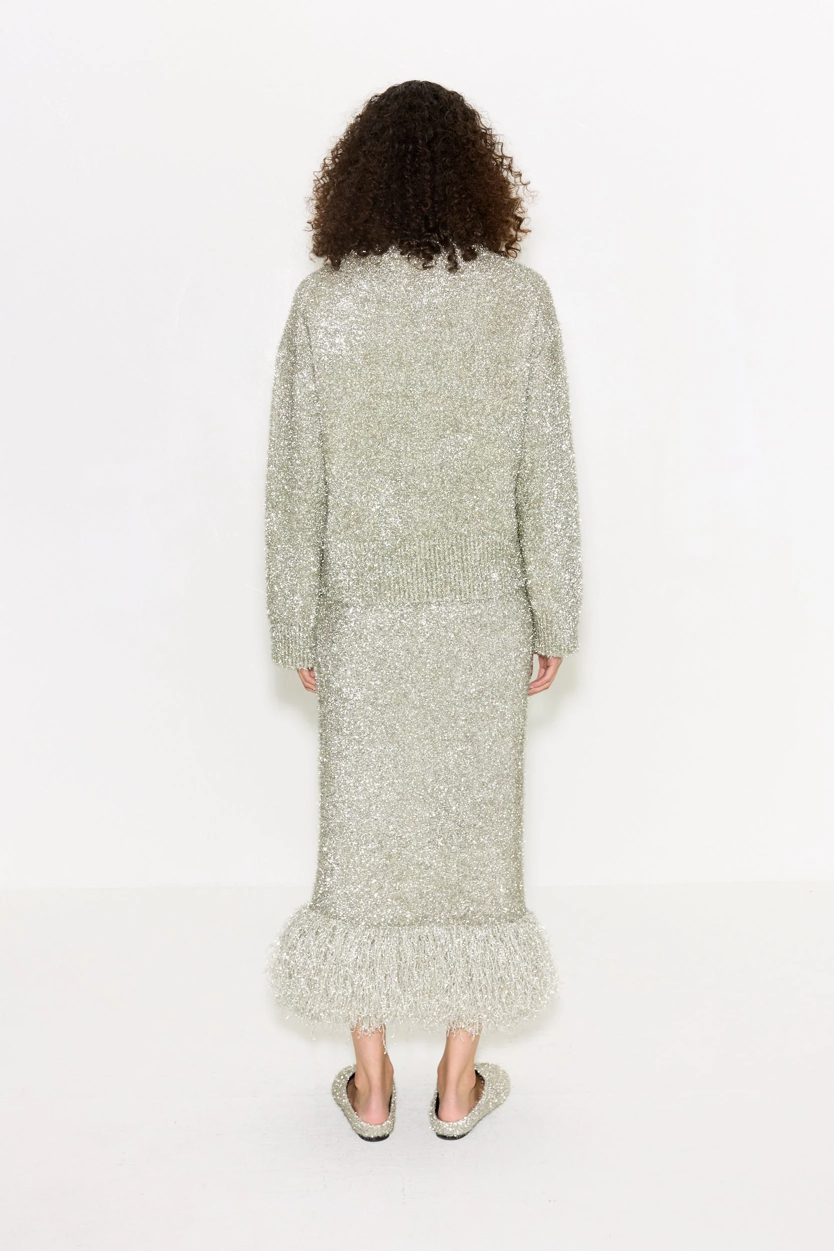 Brink Tinsel Knit Skirt In Satellite Silver - Image 5