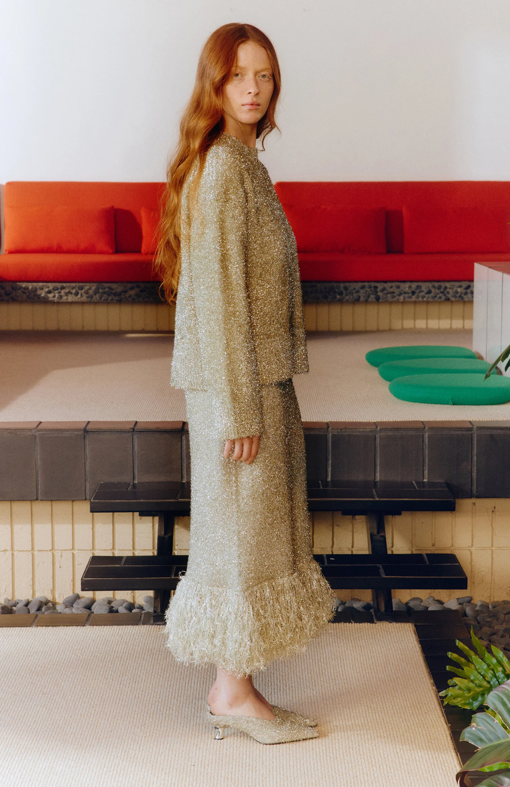 Brink Tinsel Knit Skirt In Satellite Silver - Image 6