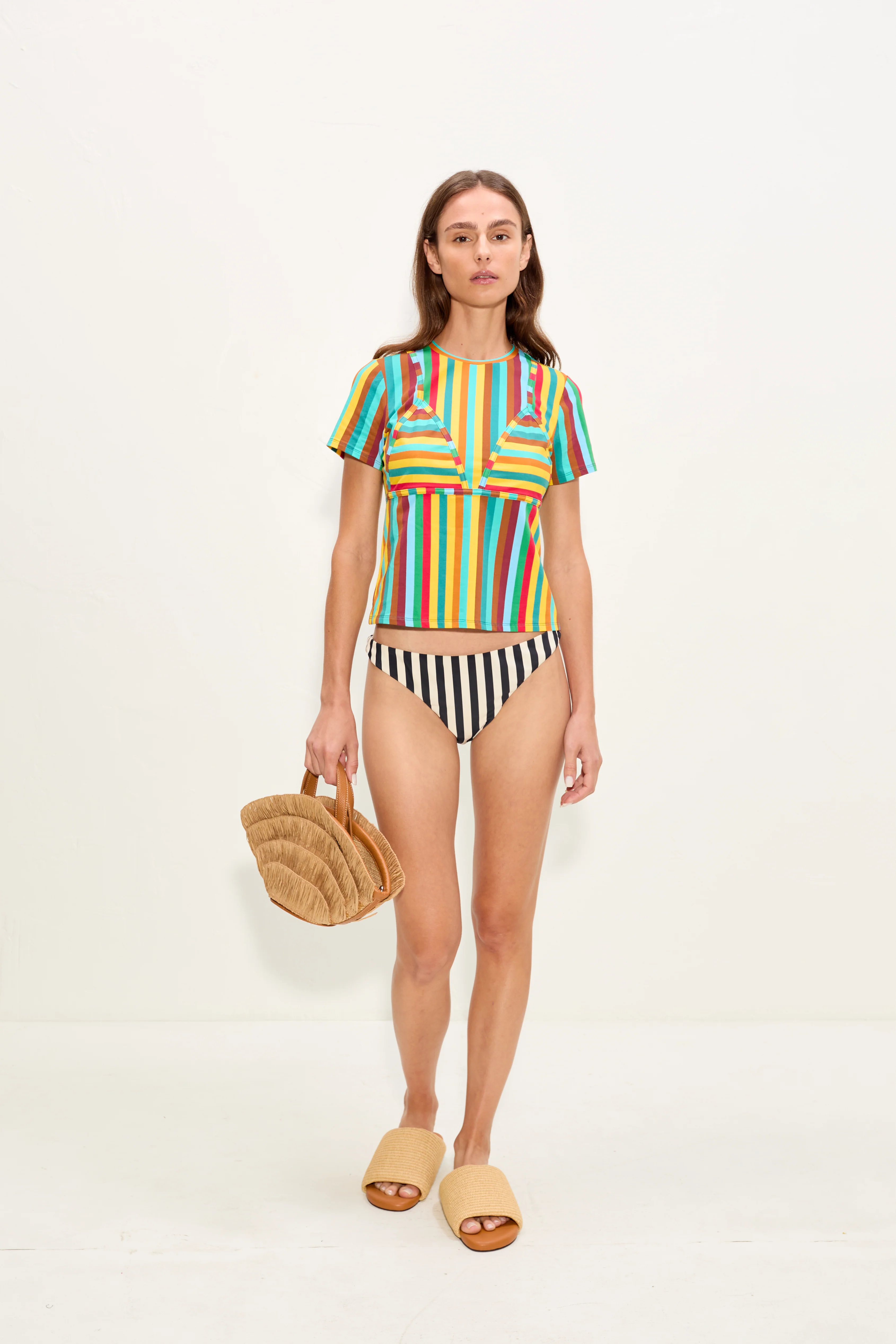 Bwai Bikini Bottom In Black/White Stripe