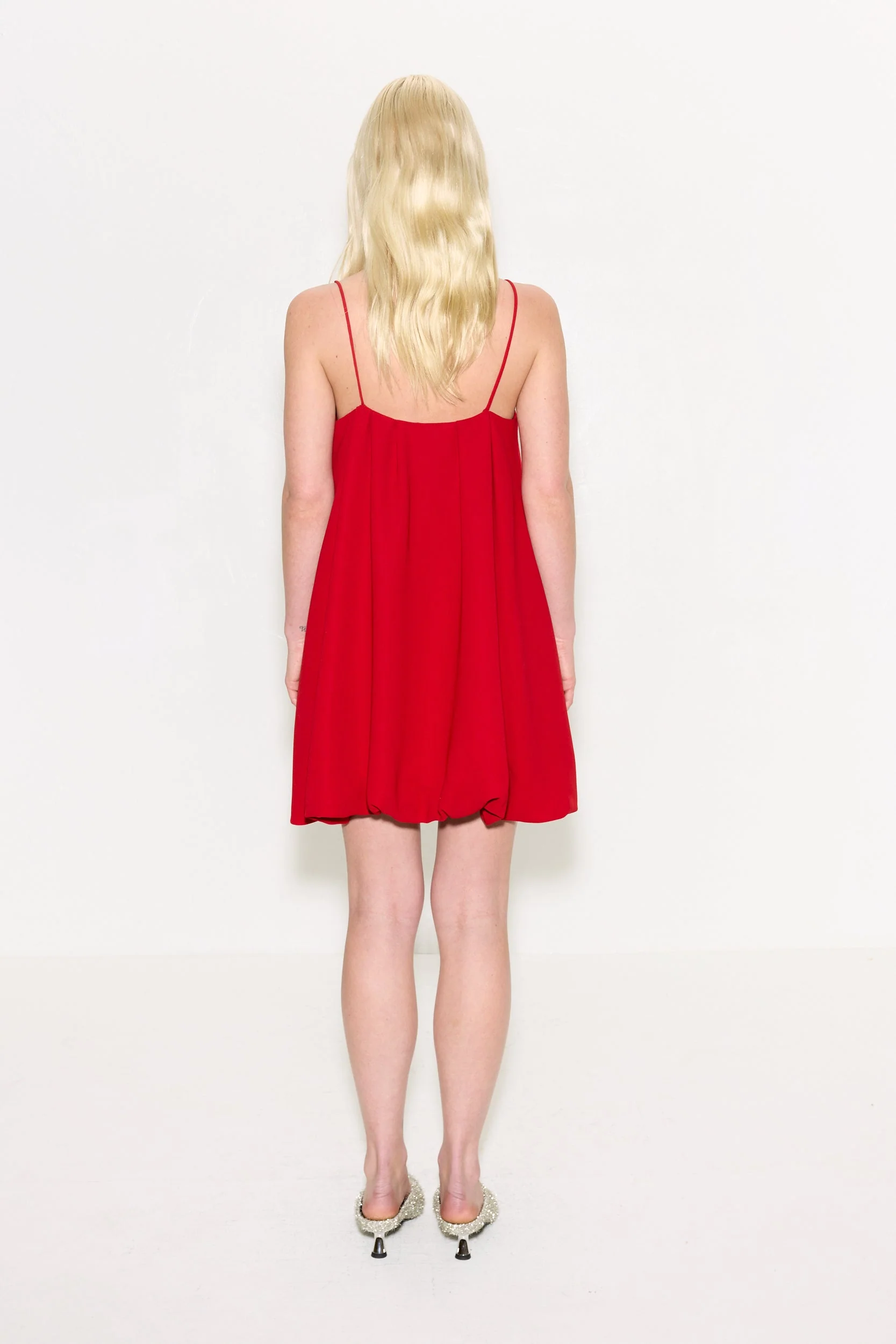 Cleo Crepe Mini Dress In Lucky Red - Image 3