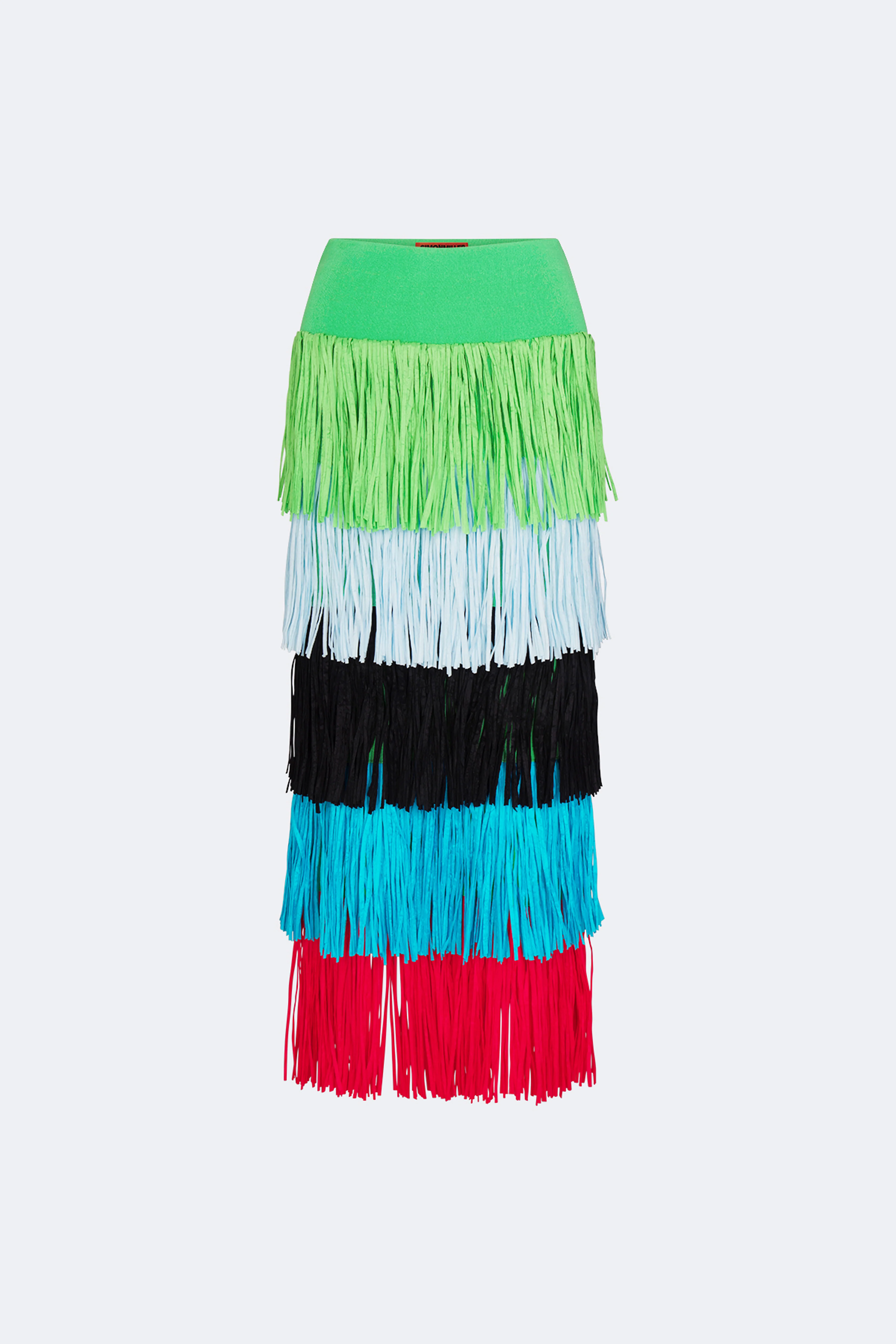 Dio Fringe Knit Skirt In Grass Green Multi - Image 2