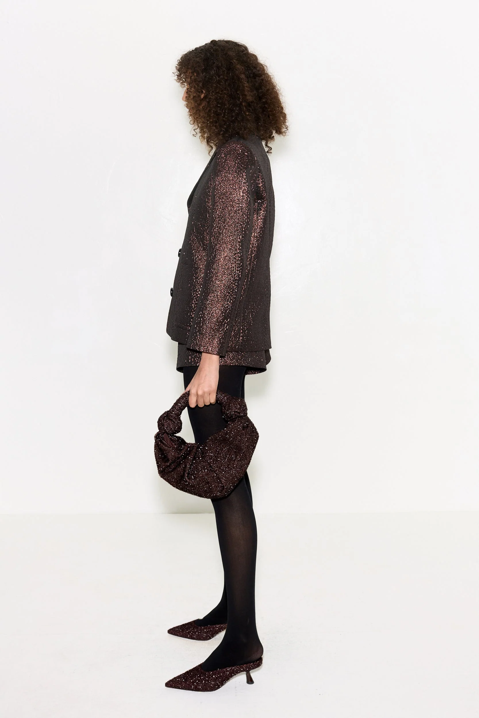 Fleur Metallic Shorts In Bronze - Image 5