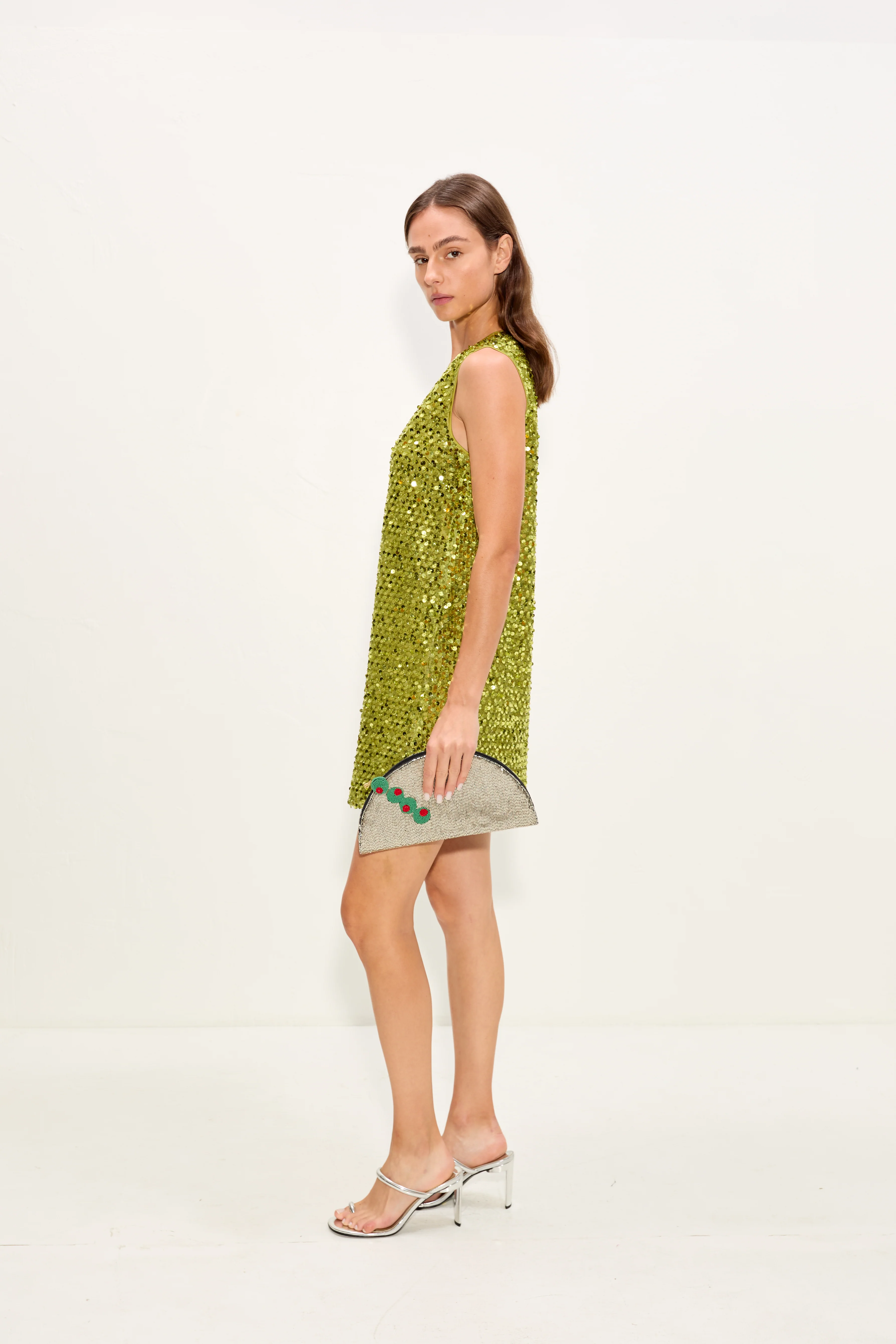 Fountain Sequin Dress In Metallic Pear - Image 3