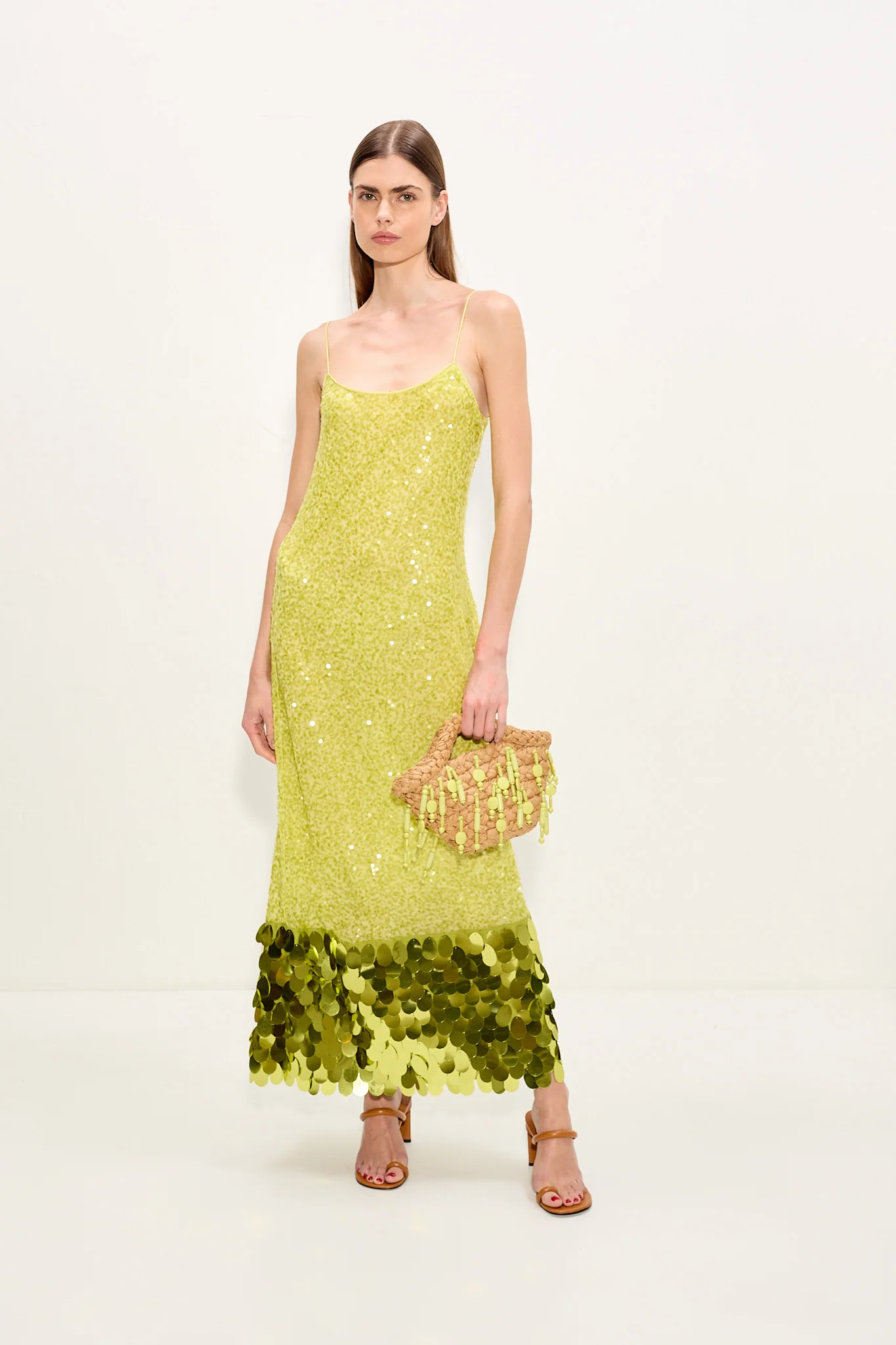 Imogen Sequin Midi Dress In Peridot Combo - Image 3