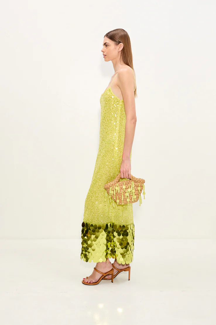 Imogen Sequin Midi Dress In Peridot Combo - Image 4
