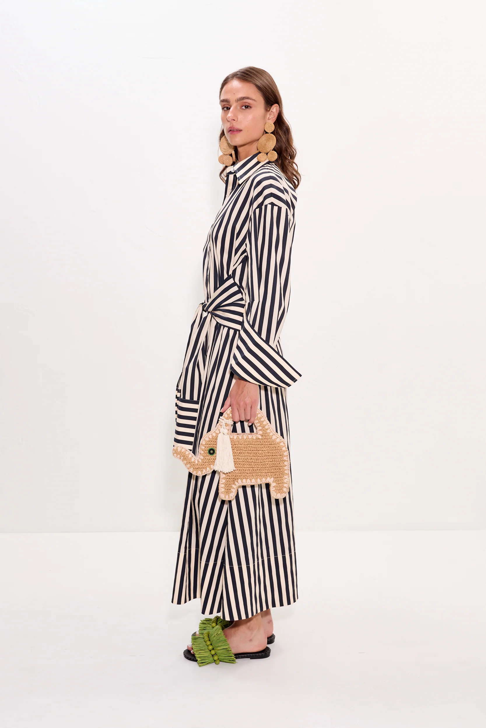 Inna Poplin Maxi Dress In Black/White Stripe - Image 3