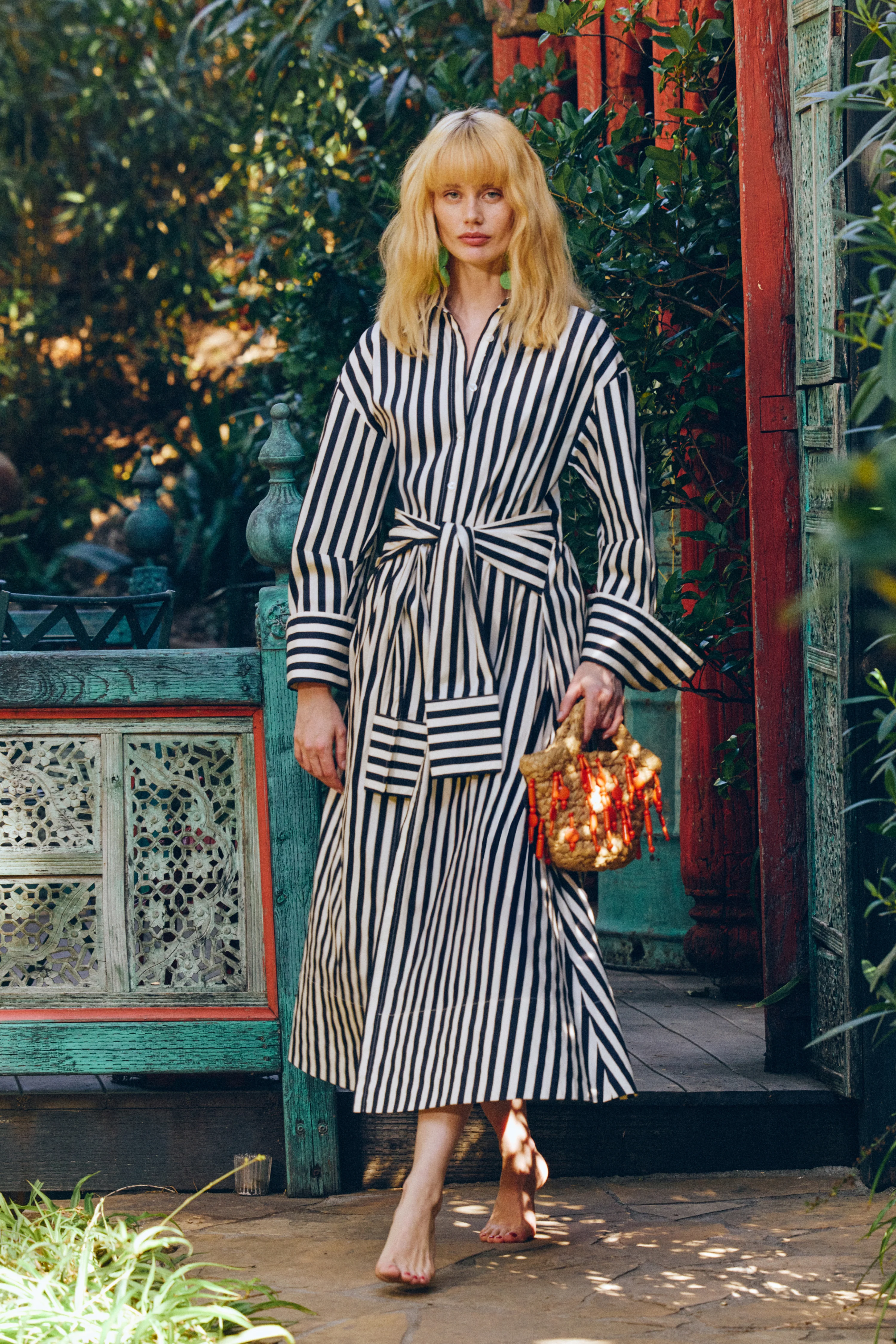 Inna Poplin Maxi Dress In Black/White Stripe - Image 6