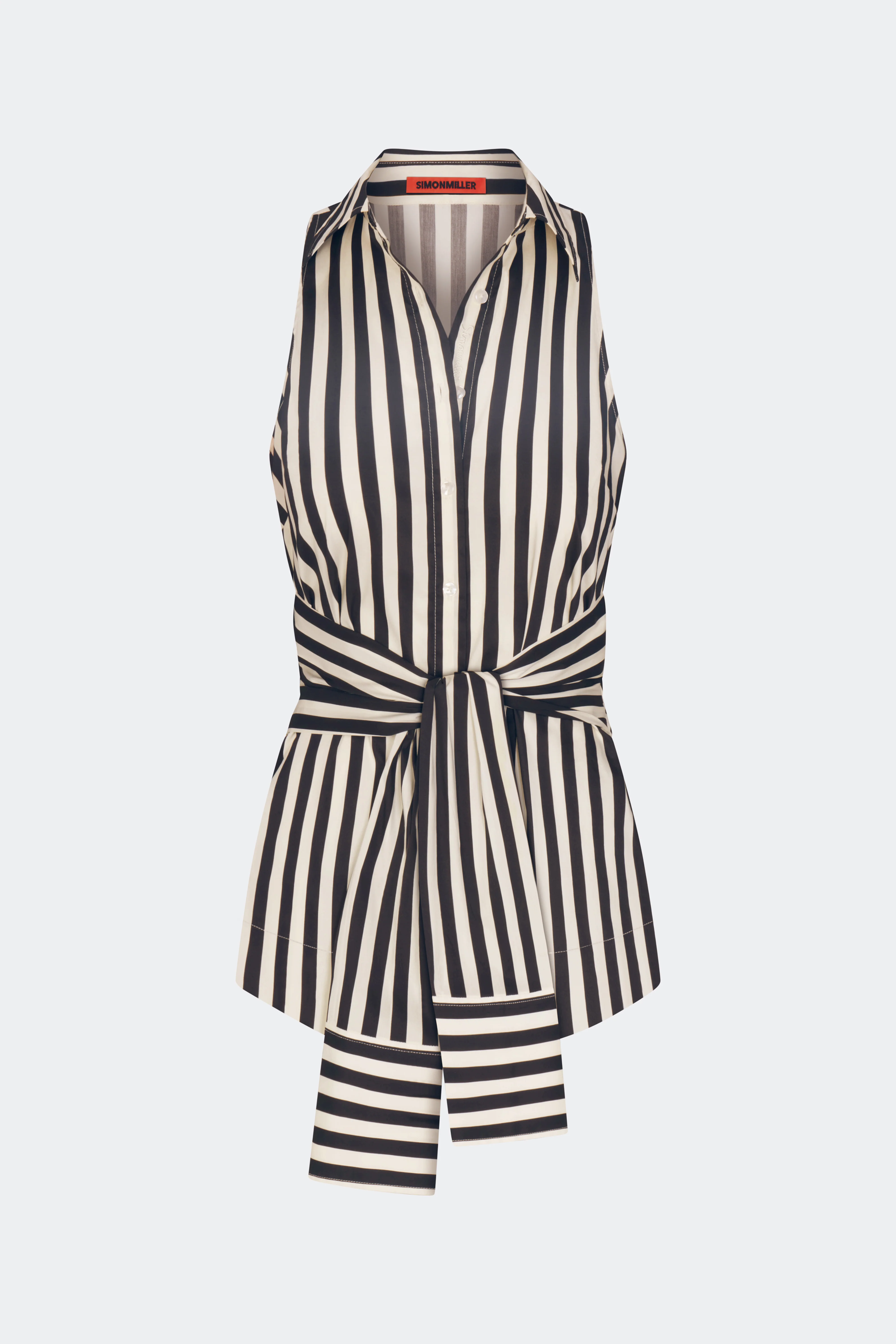 Inna Sleeveless Poplin Top In Black/White Stripe - Image 2