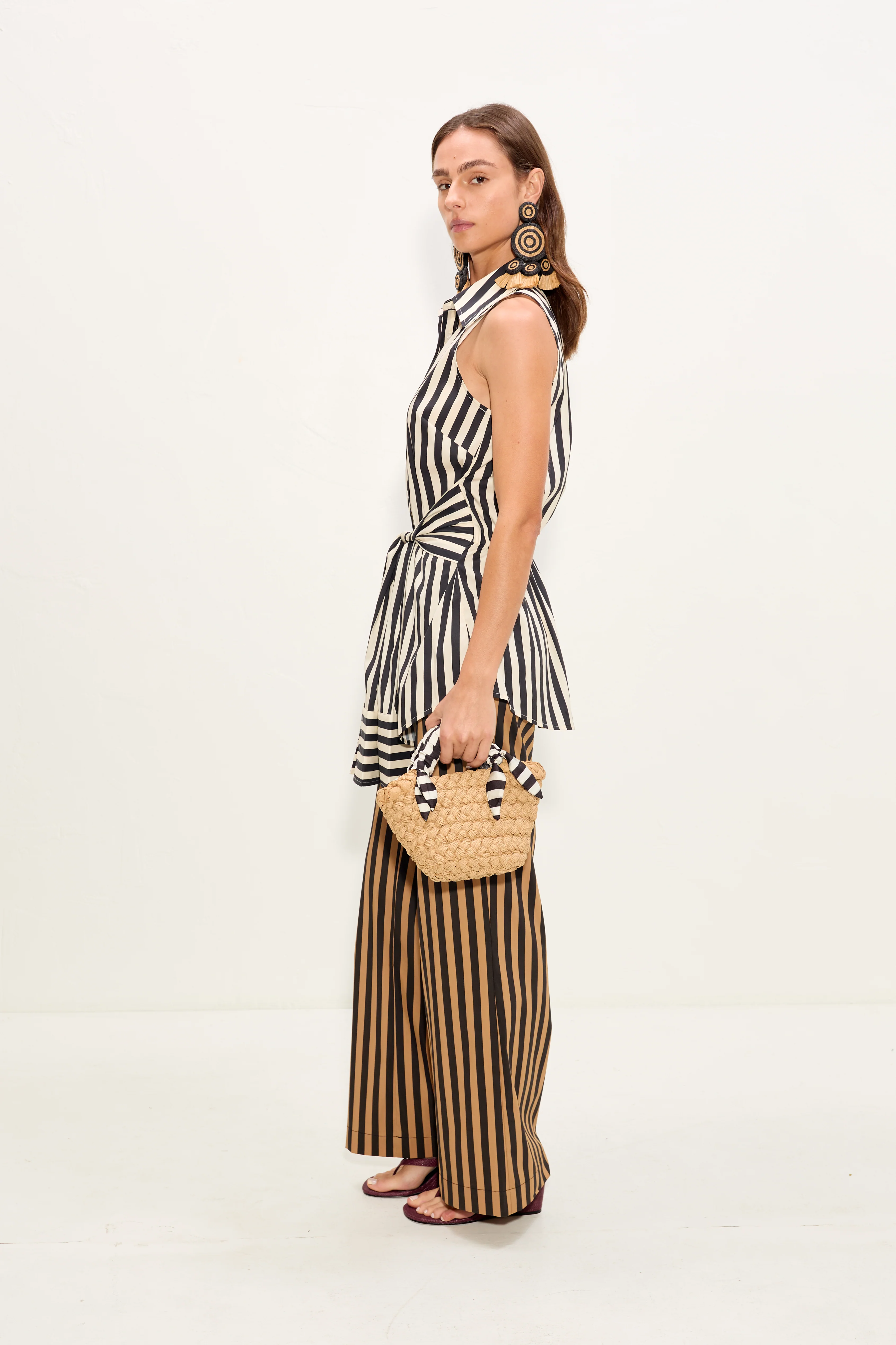 Inna Sleeveless Poplin Top In Black/White Stripe - Image 3