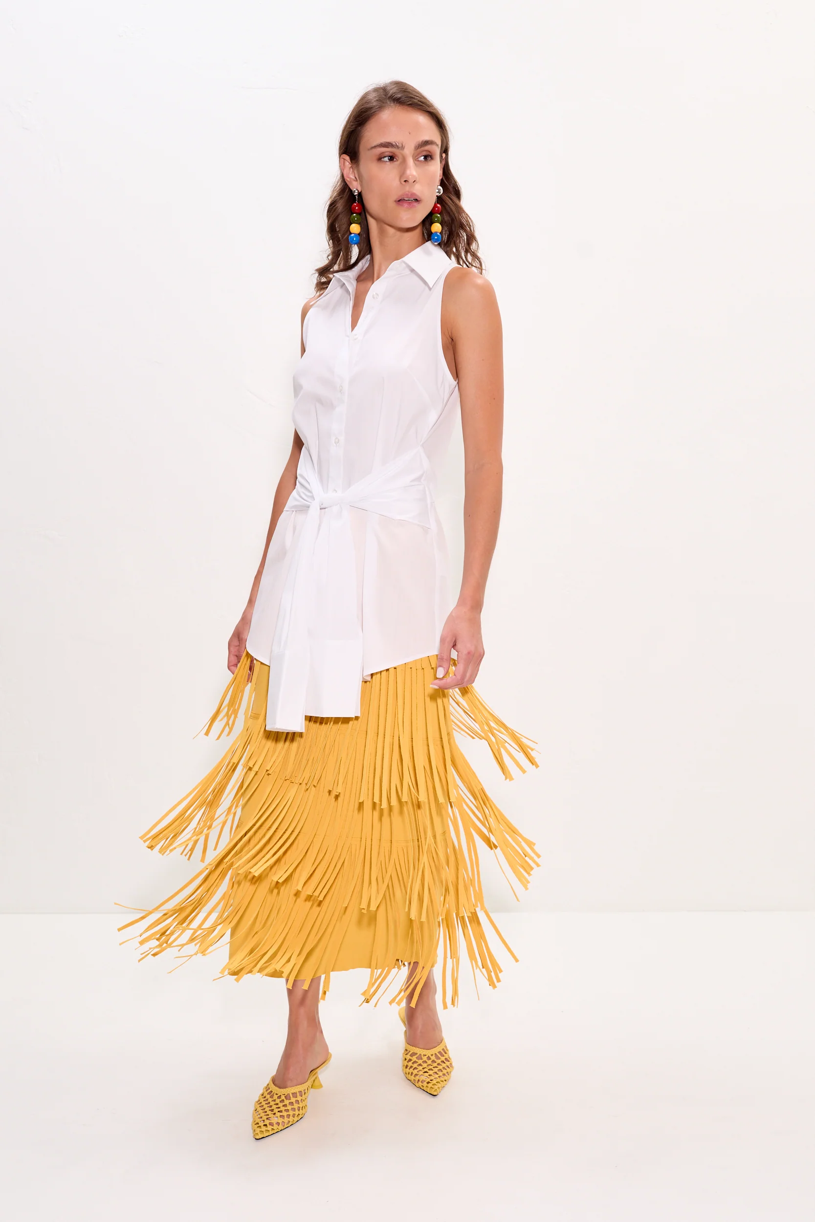 Inna Sleeveless Poplin Top in Macadamia - Image 4