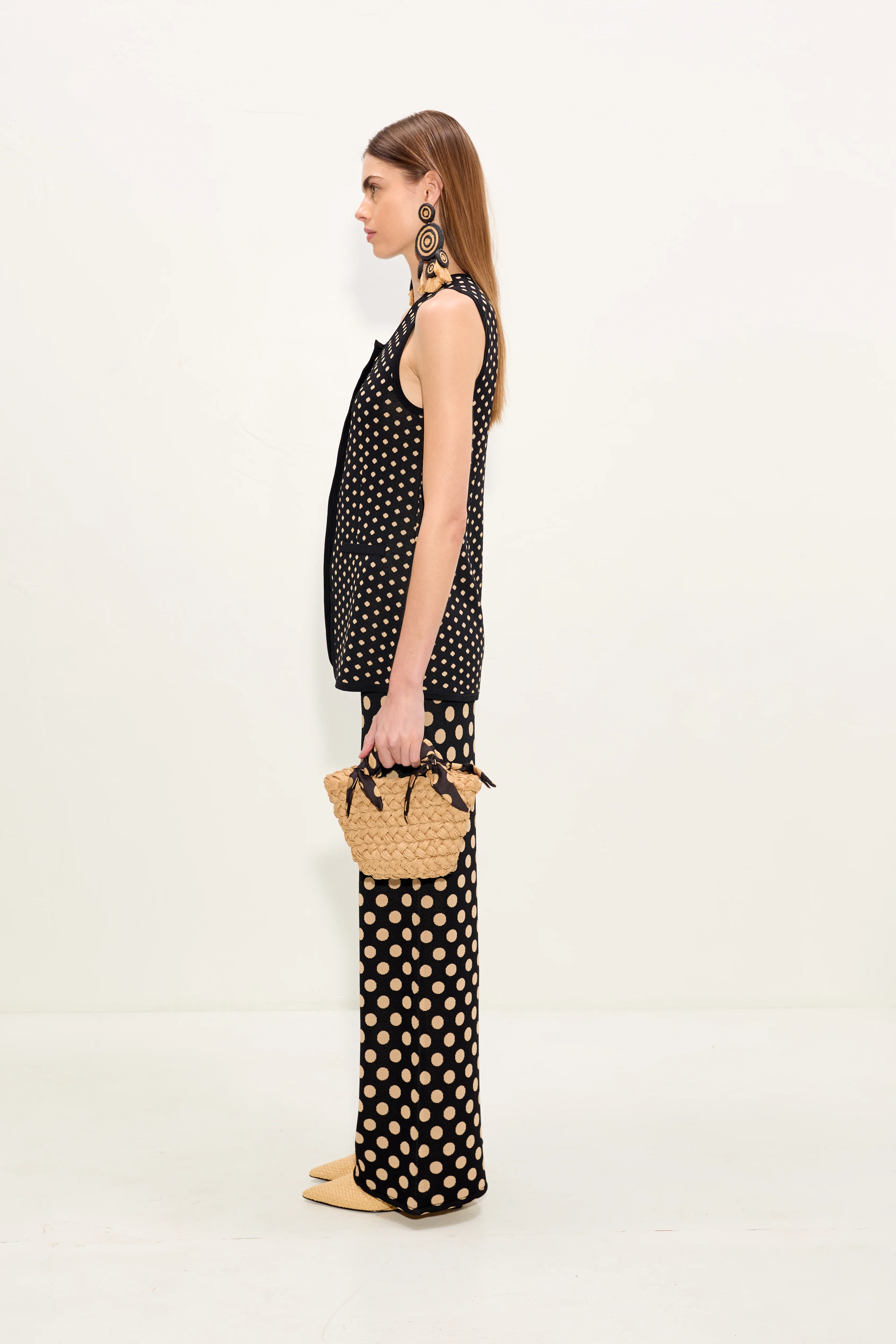 Jabber Knit Pant In Black/Tan Polka Dot - Image 3