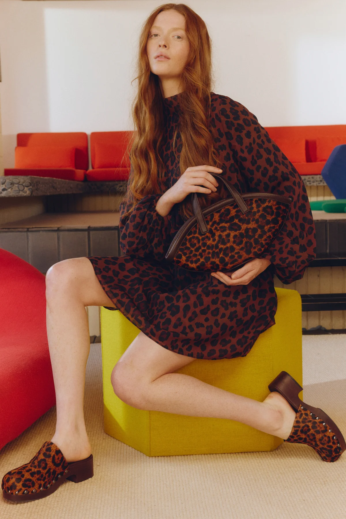 Joplin Chiffon Mini Dress In Choco Brown Leopard - Image 2