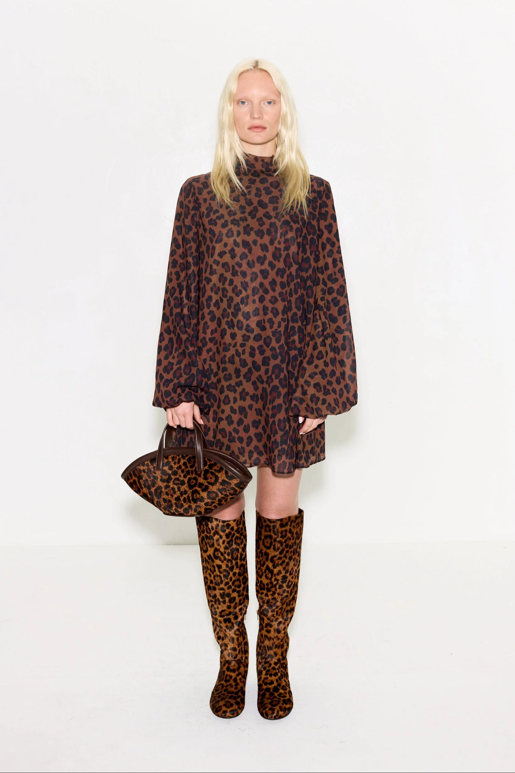 Joplin Chiffon Mini Dress In Choco Brown Leopard - Image 3