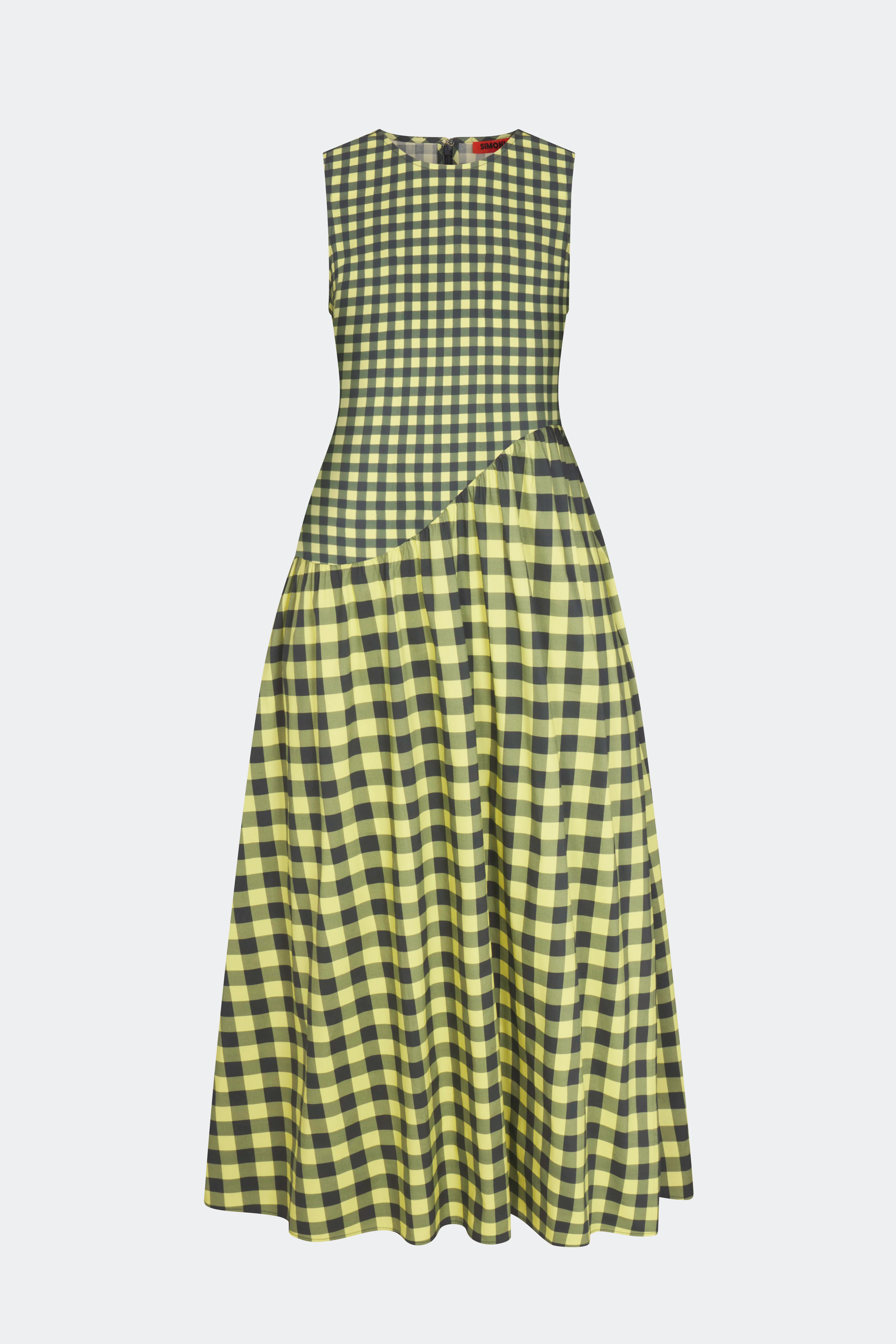 Laurel Poplin Midi Dress In Peridot/Ebony Gingham - Image 4