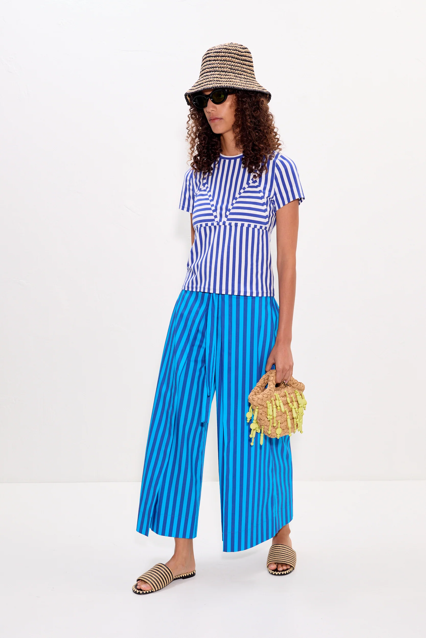 Lima Poplin Pant in Tonal Blue Stripe - Image 5