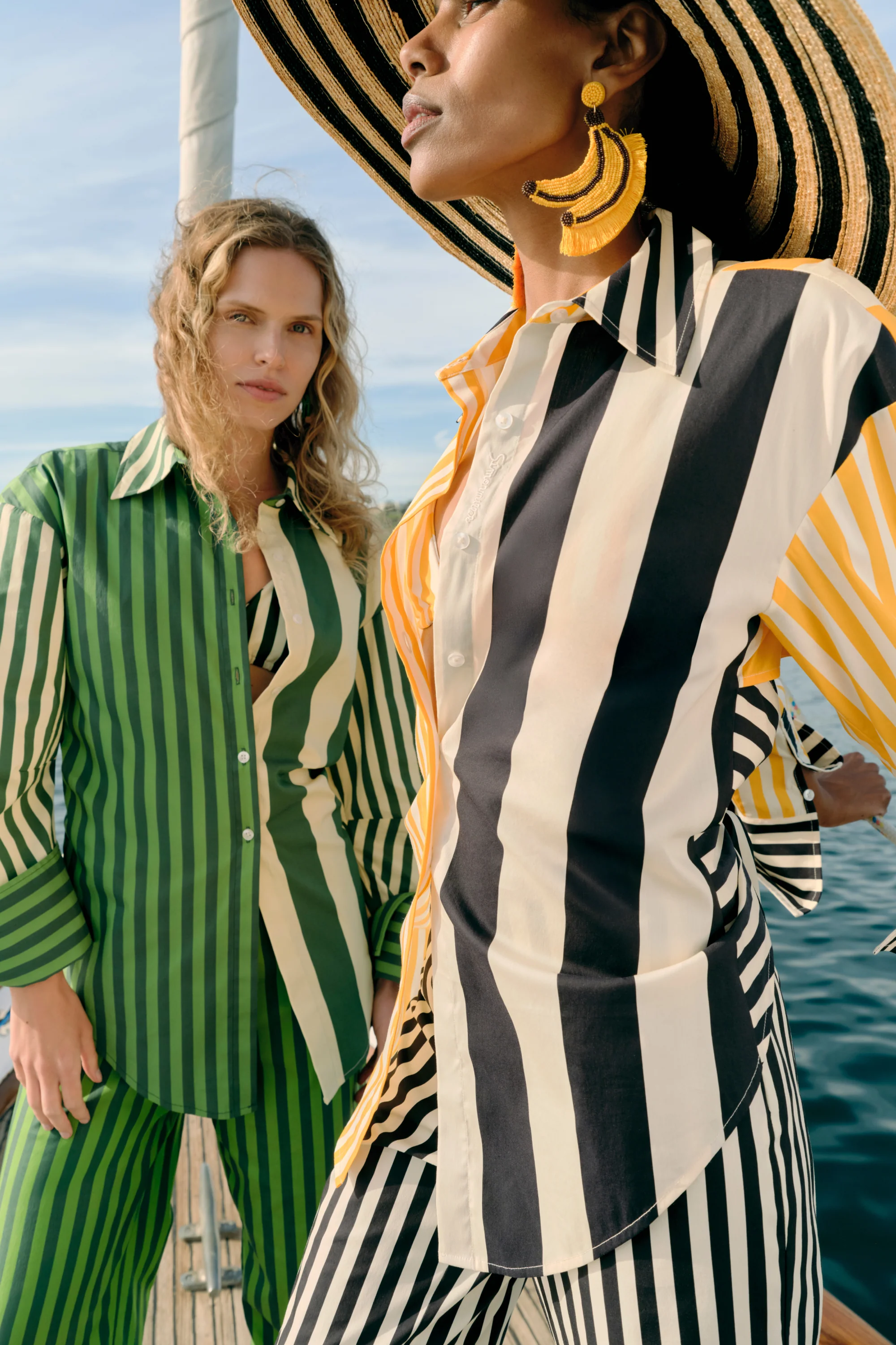 Loch Poplin Button Up in Sungold Stripe Combo - Image 3