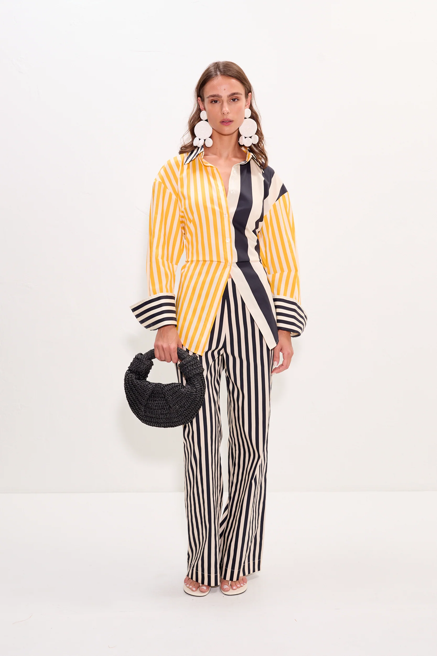 Loch Poplin Button Up in Sungold Stripe Combo - Image 4