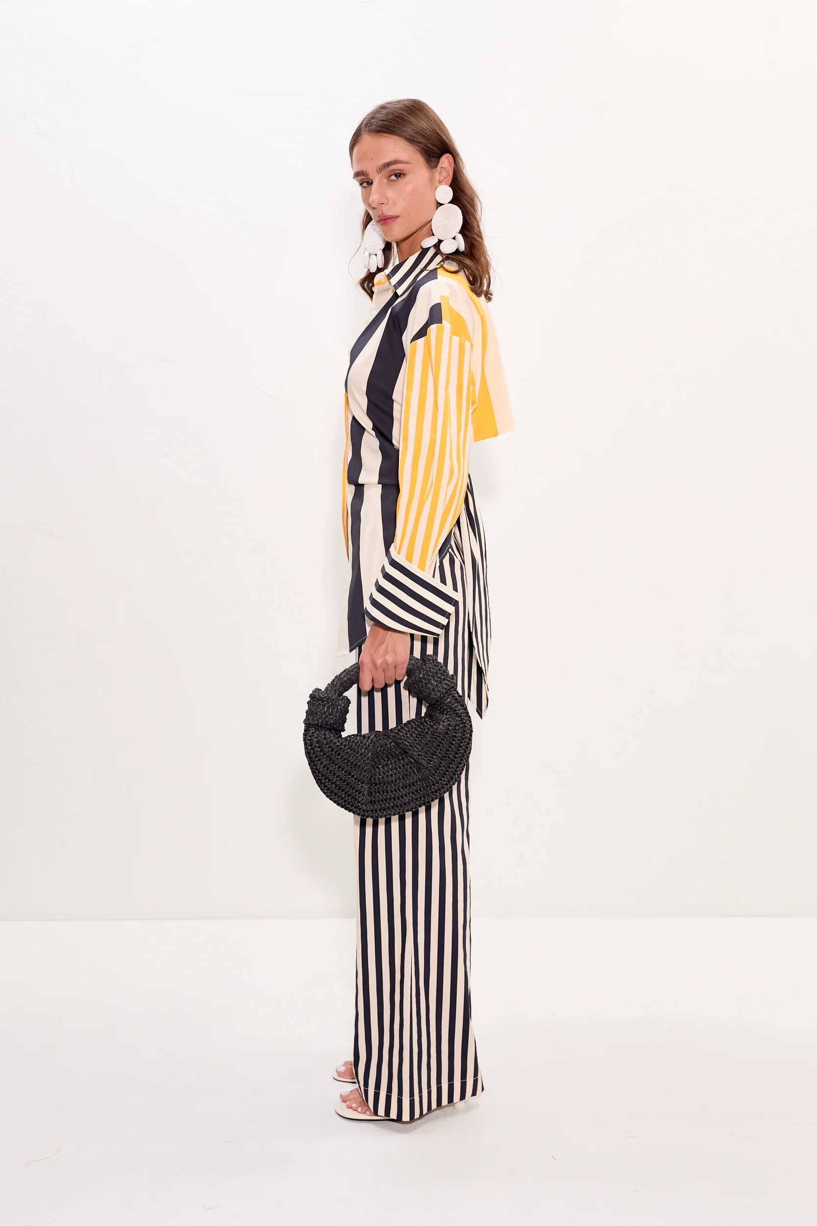 Loch Poplin Button Up in Sungold Stripe Combo - Image 5