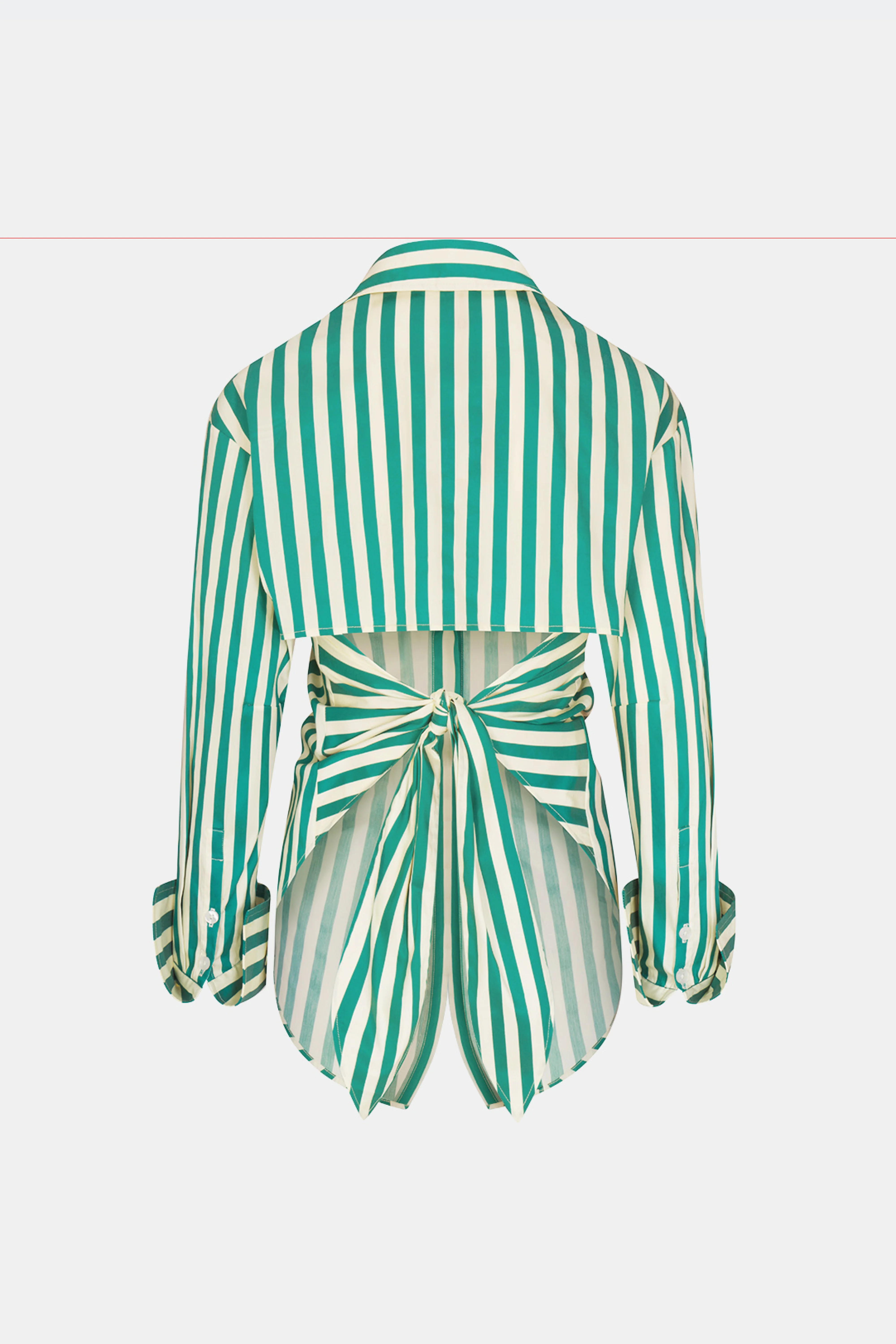 Loch Poplin Button Up In Teal/Cream Stripe - Image 5
