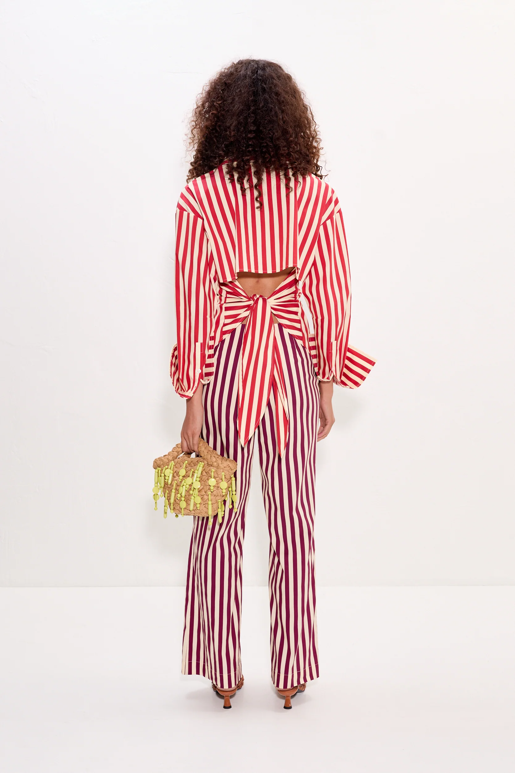 Loch Poplin Button Up in Venetian Red Stripe - Image 3