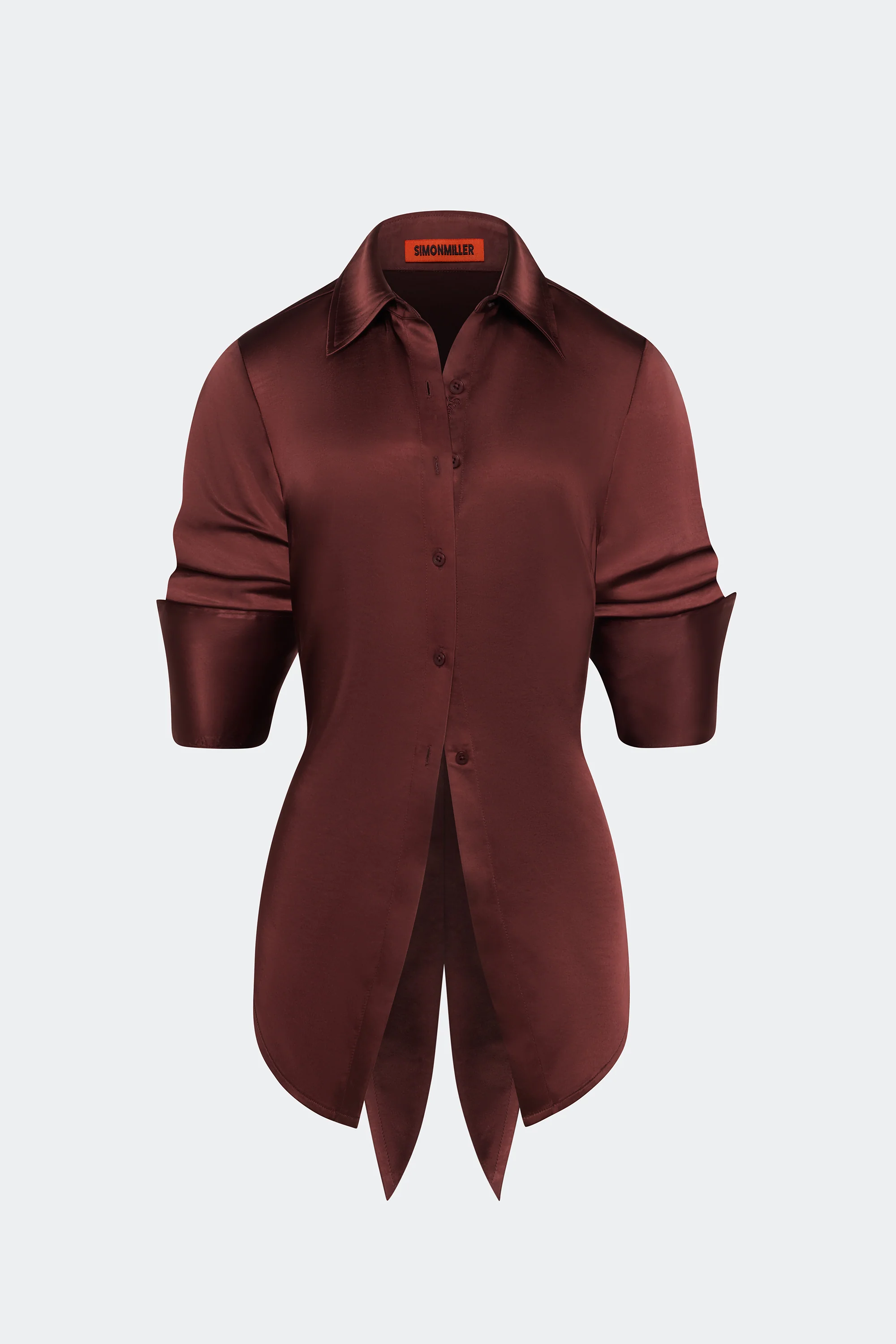 Loch Satin Button Up In Choco Brown