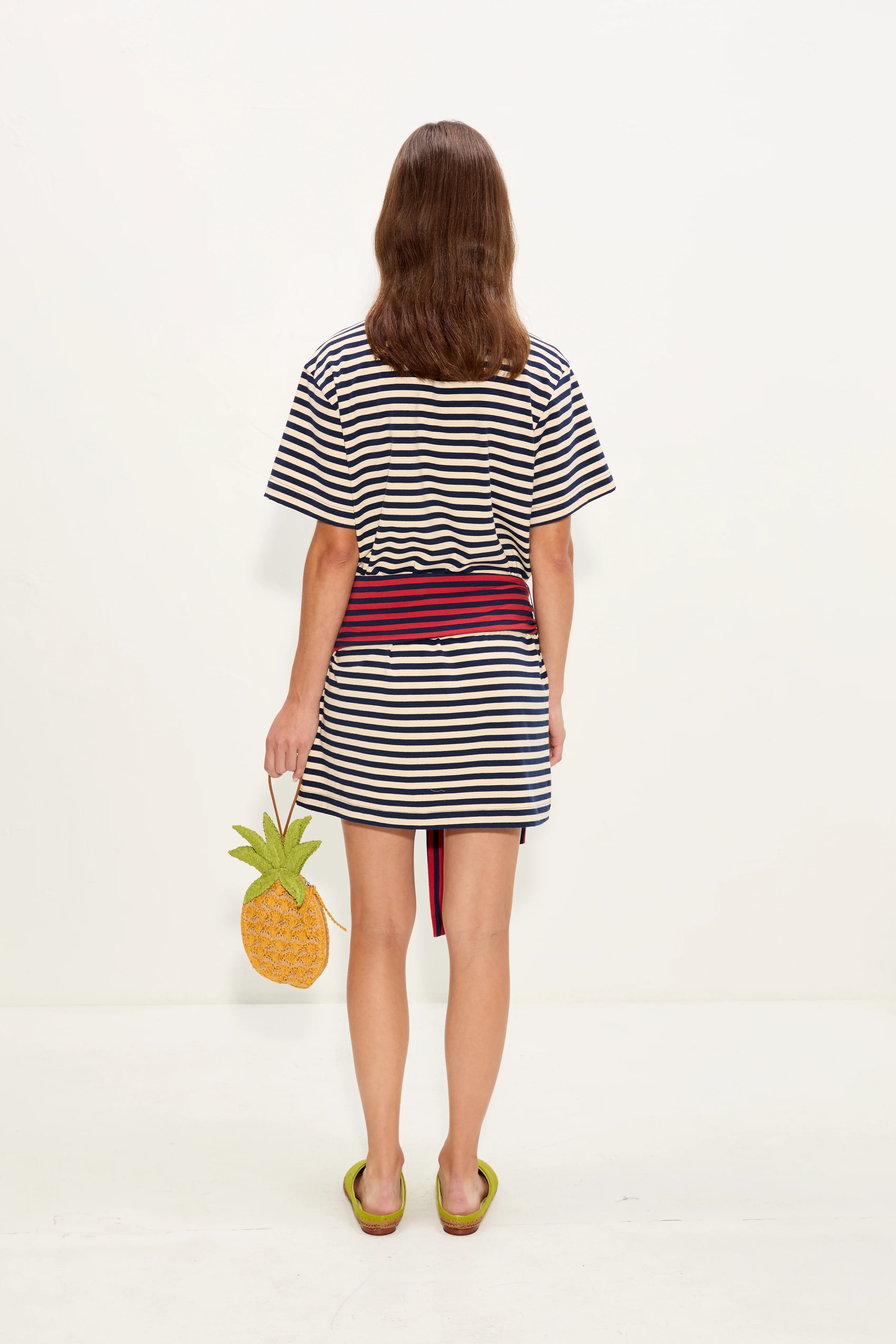 Lottie T-Shirt Dress In Navy Stripe Combo - Image 4