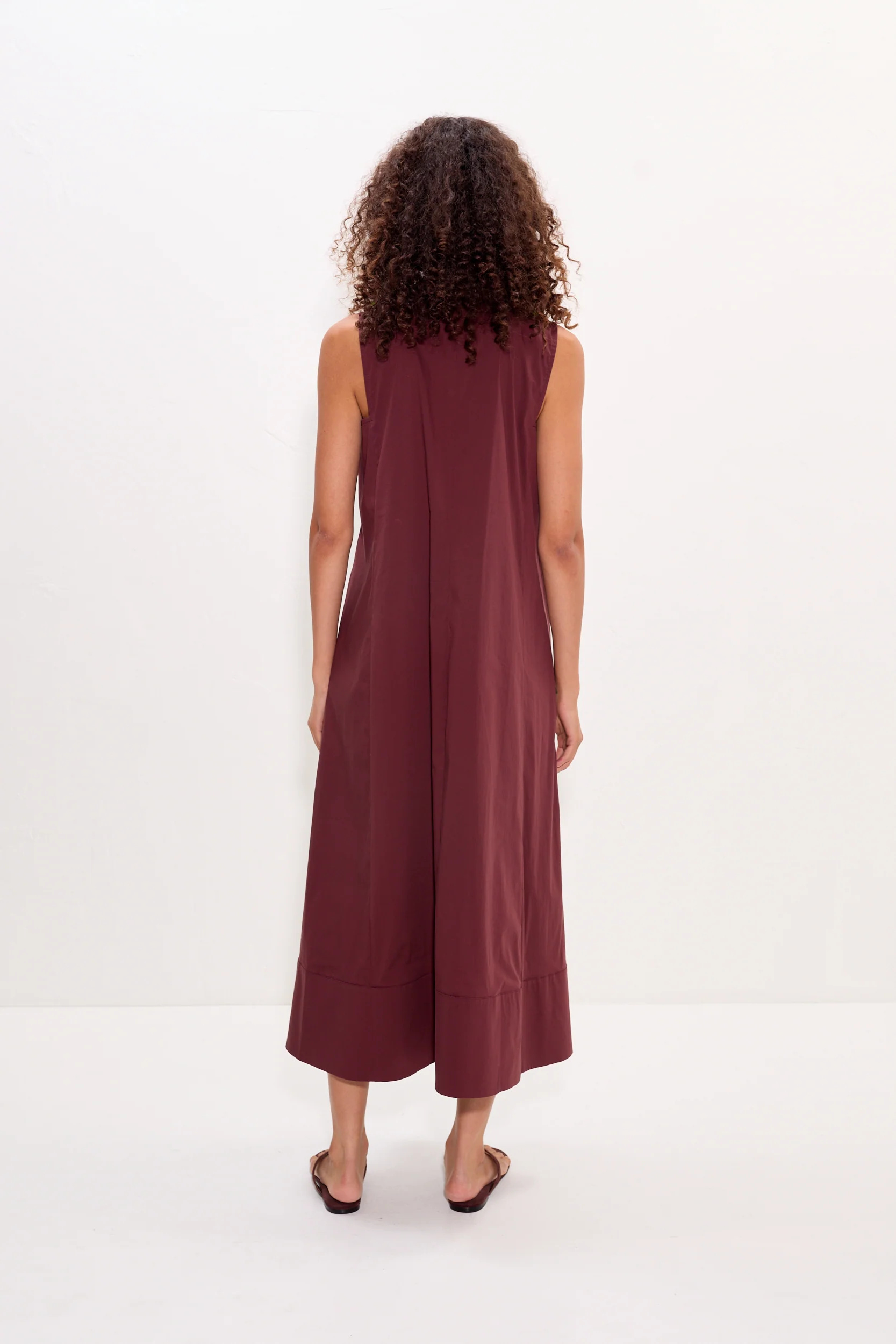 Mar Crochet Poplin Dress in Choco Brown - Image 3