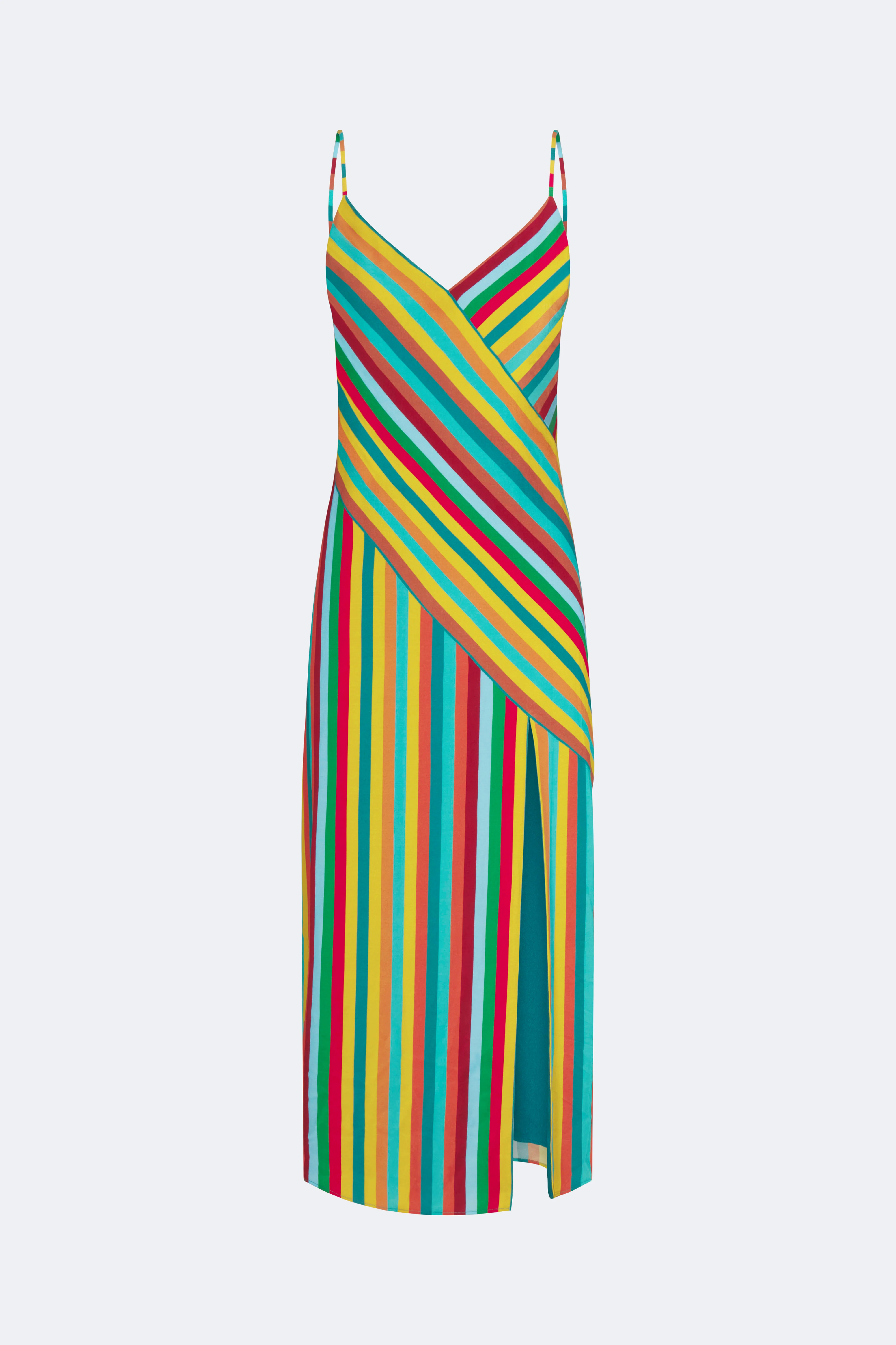 Maude Crepe Dress In Vibrant Multi Stripe - Image 2