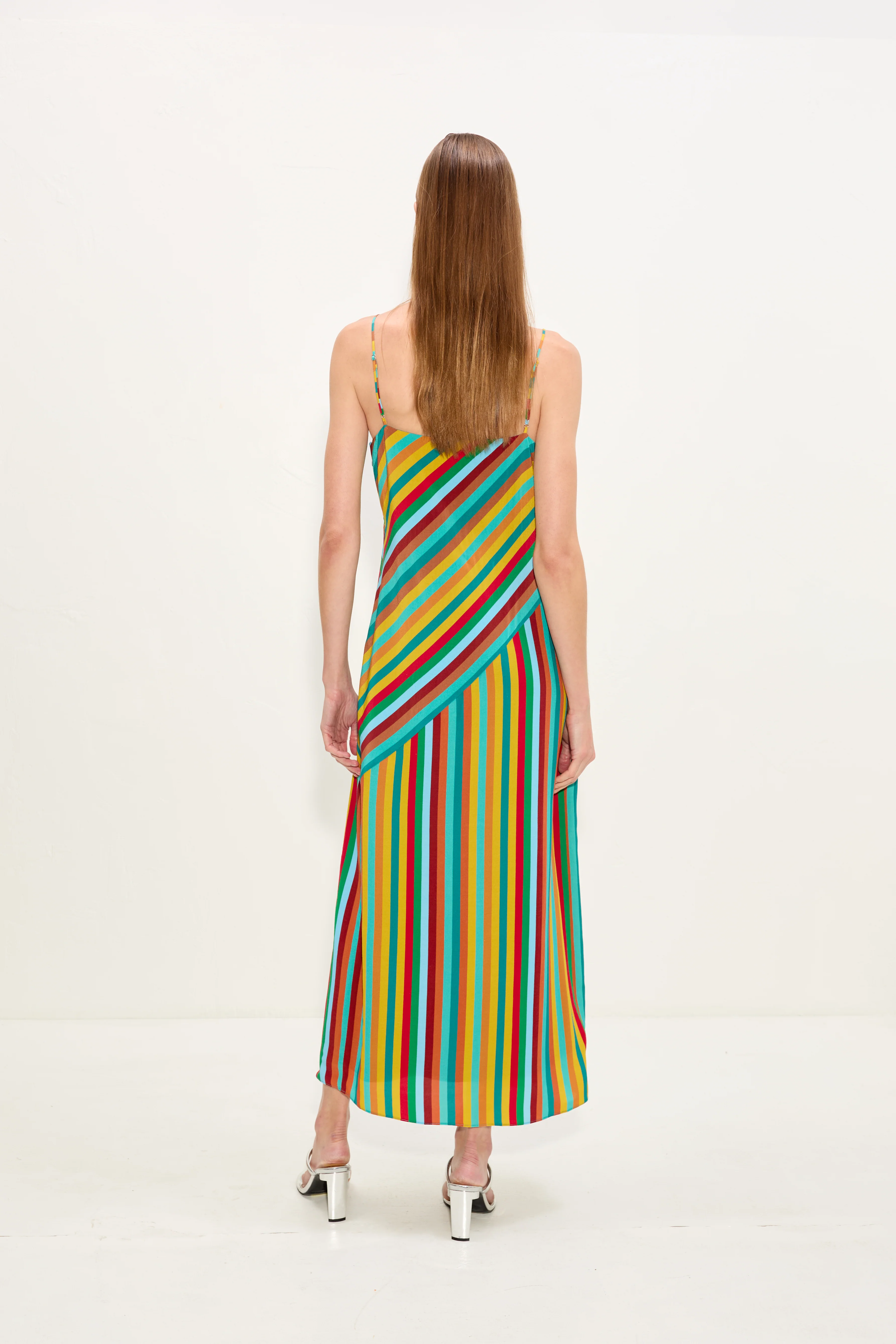 Maude Crepe Dress In Vibrant Multi Stripe - Image 5