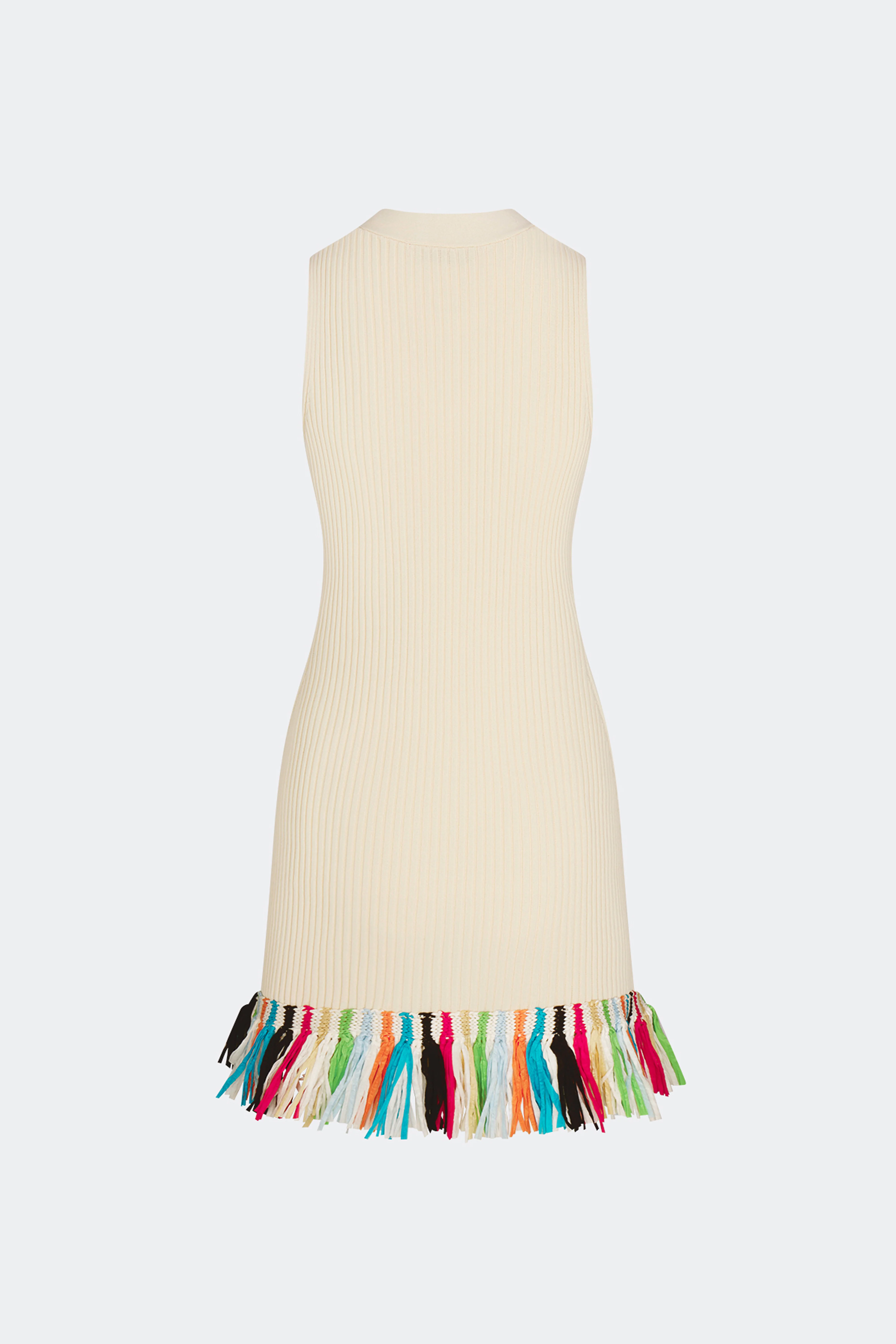 Maven Knit Fringe Mini Dress In Ecru Multi - Image 3