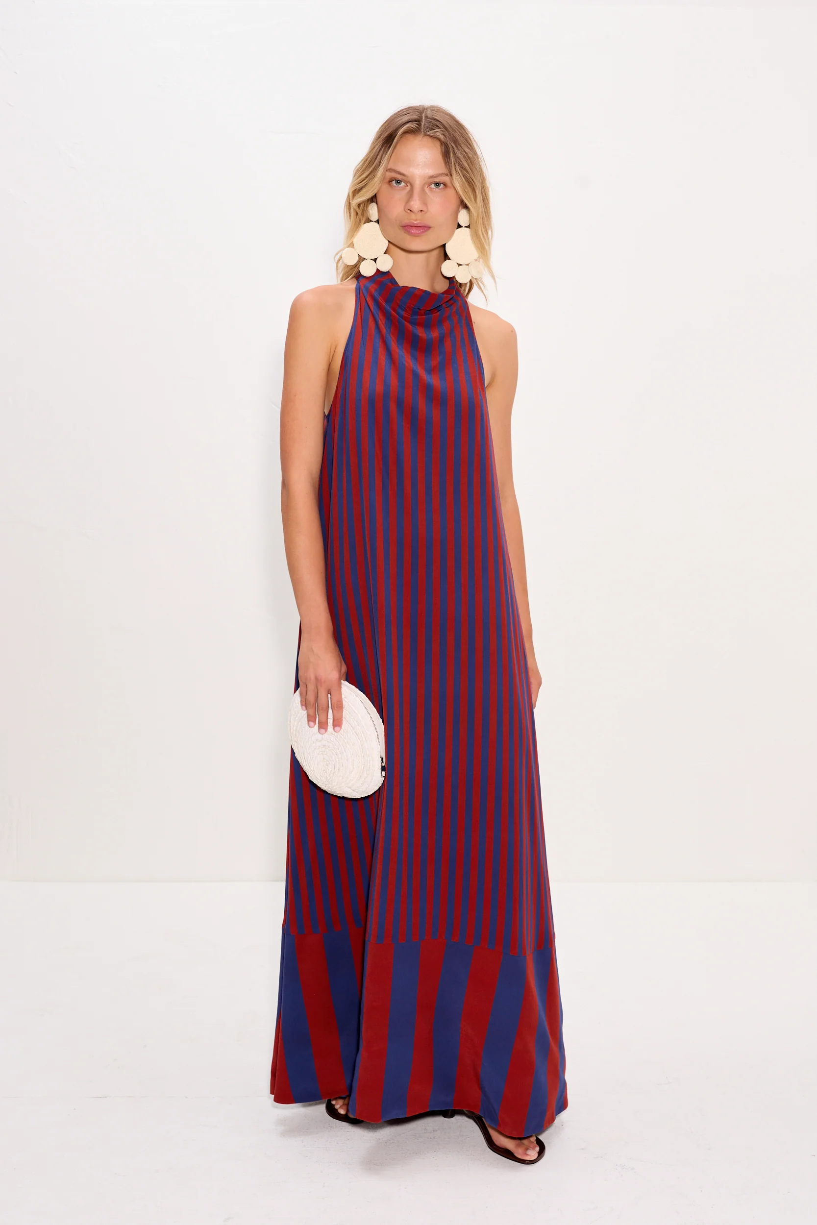 Mona Crepe Dress In Navy/Henna - Image 3