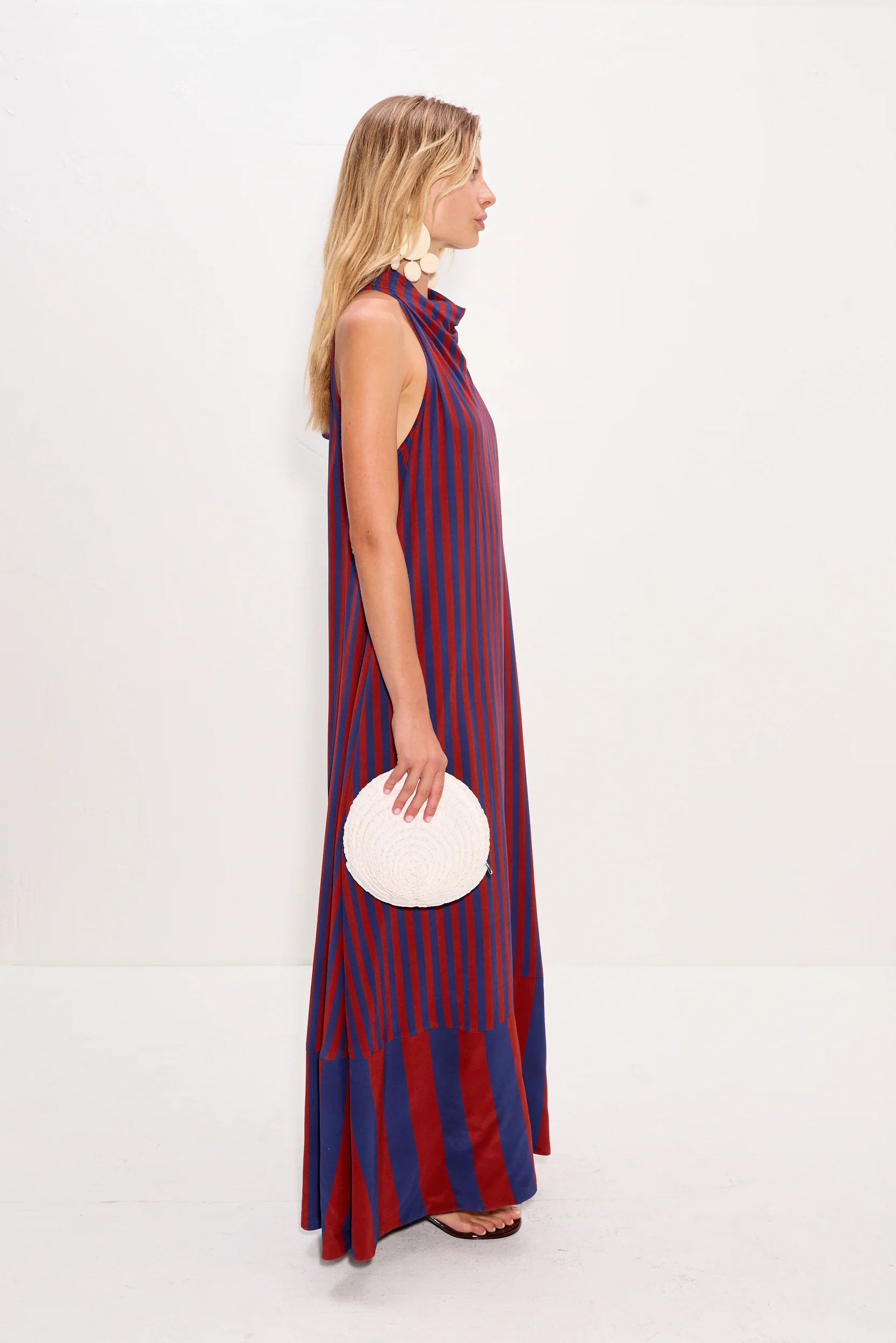 Mona Crepe Dress In Navy/Henna - Image 5