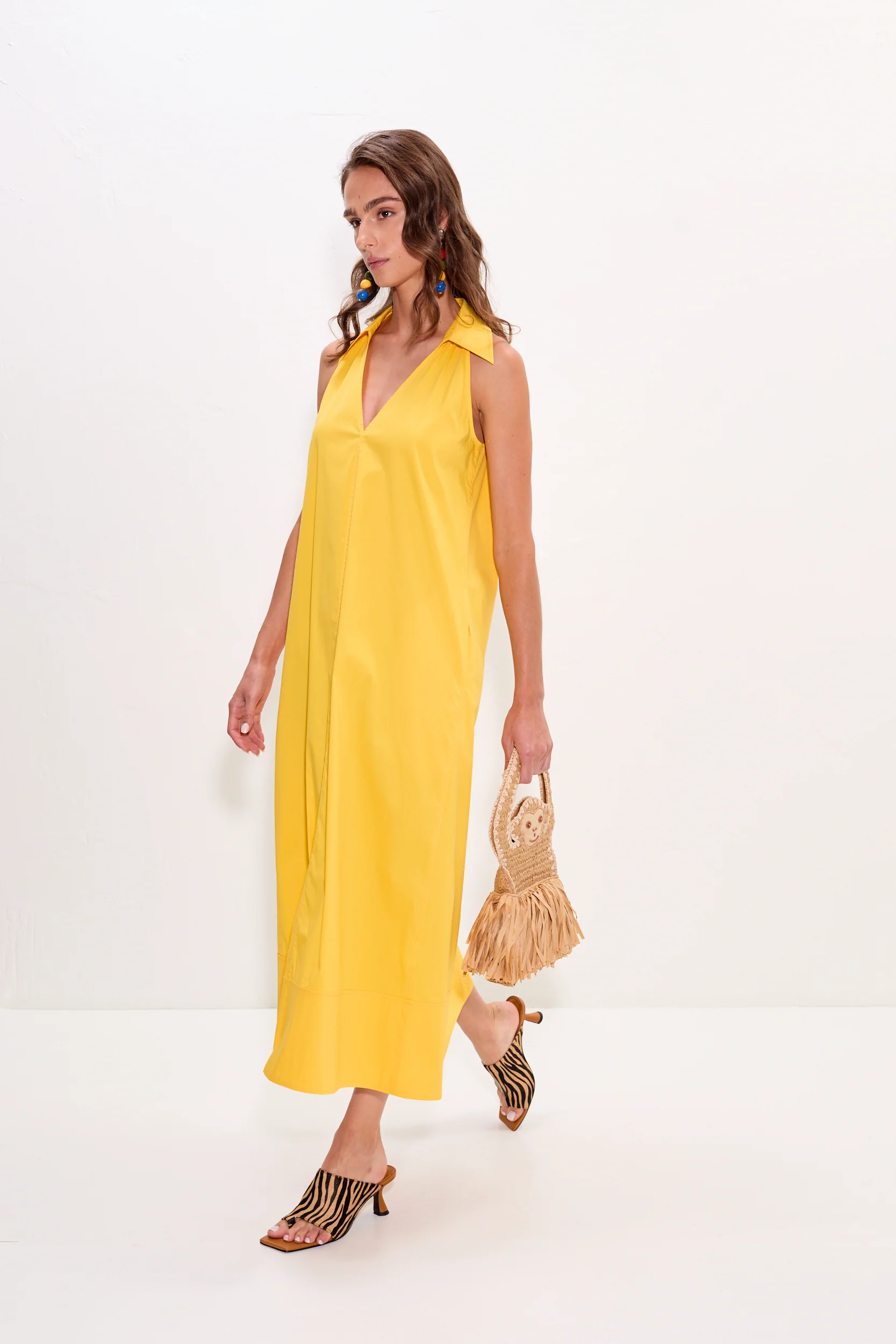 Nava Poplin Midi Dress in Sungold - Image 4