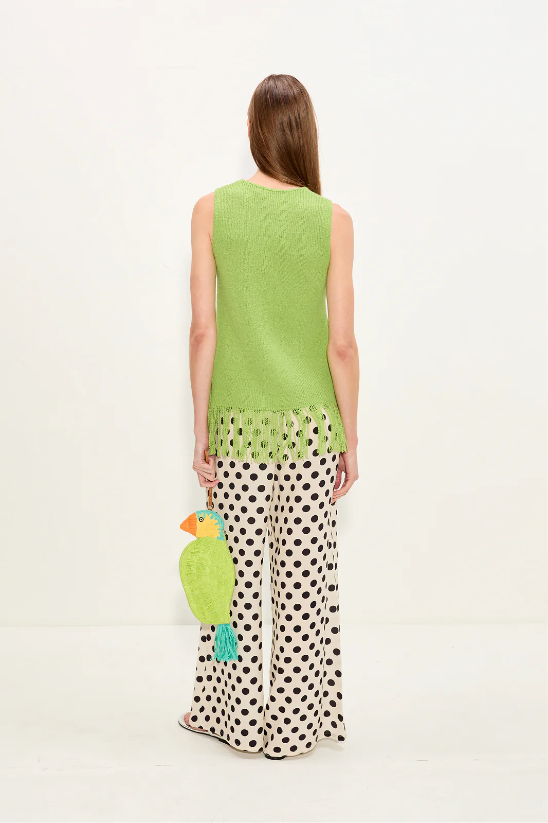Nella Crepe Wide Leg Pant In Macadamia/Black Polka Dot - Image 5