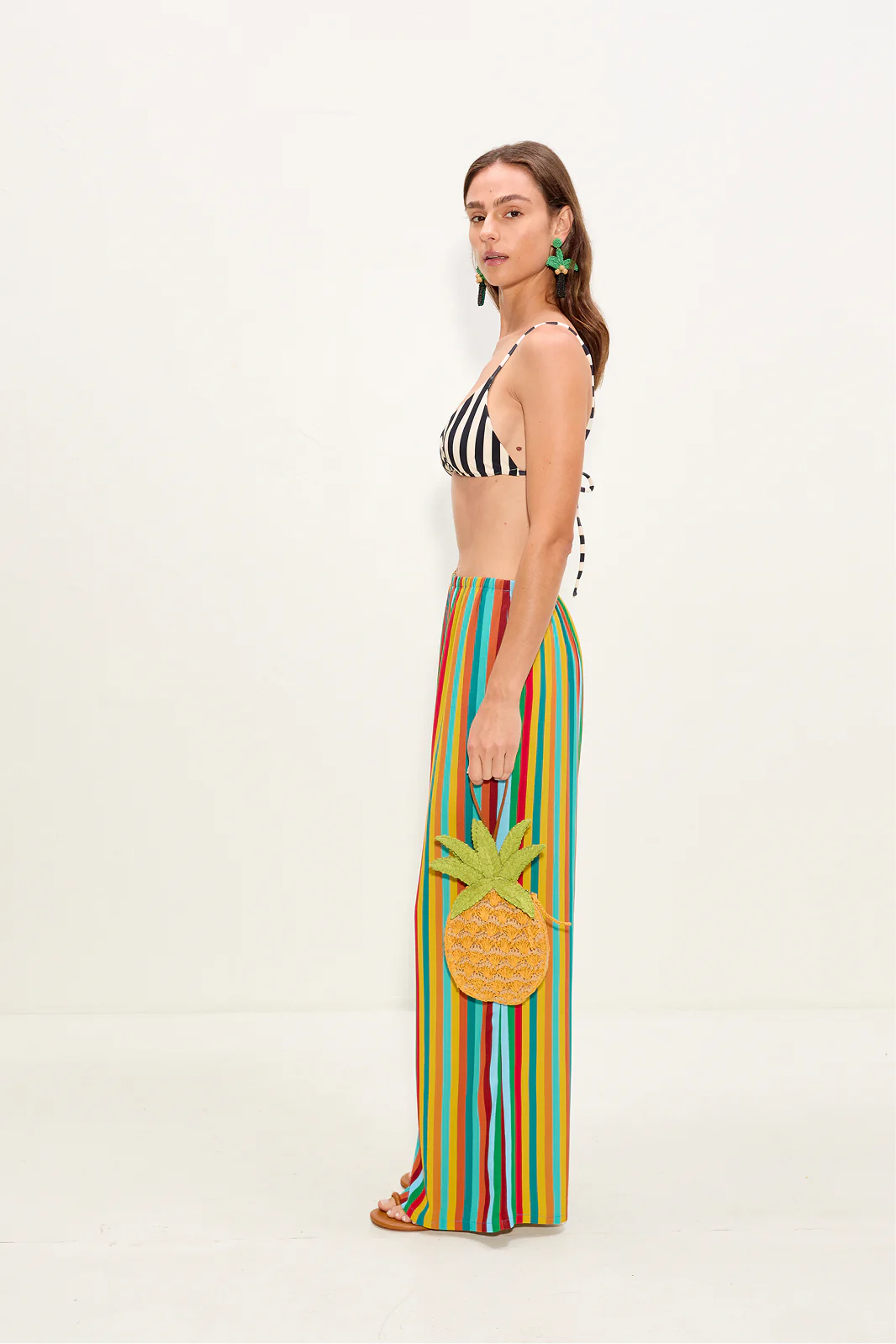 Nella Crepe Wide Leg Pant In Vibrant Multi Stripe - Image 4