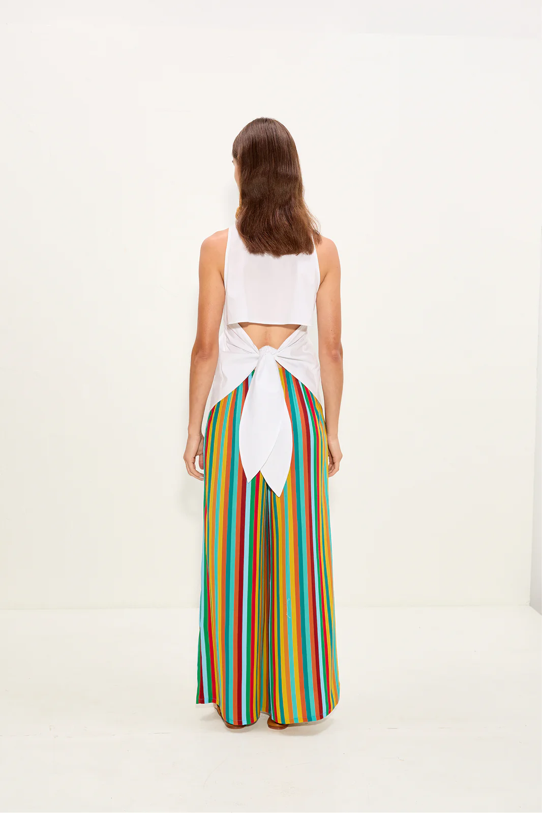 Nella Crepe Wide Leg Pant In Vibrant Multi Stripe - Image 7
