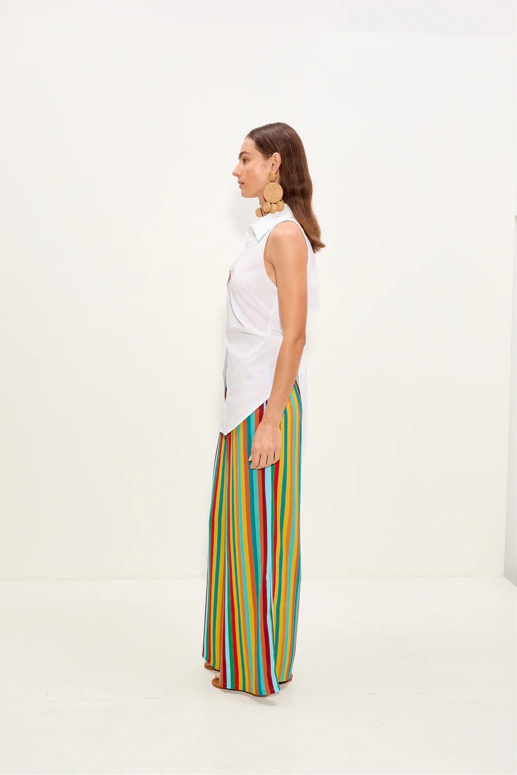 Nella Crepe Wide Leg Pant In Vibrant Multi Stripe - Image 8