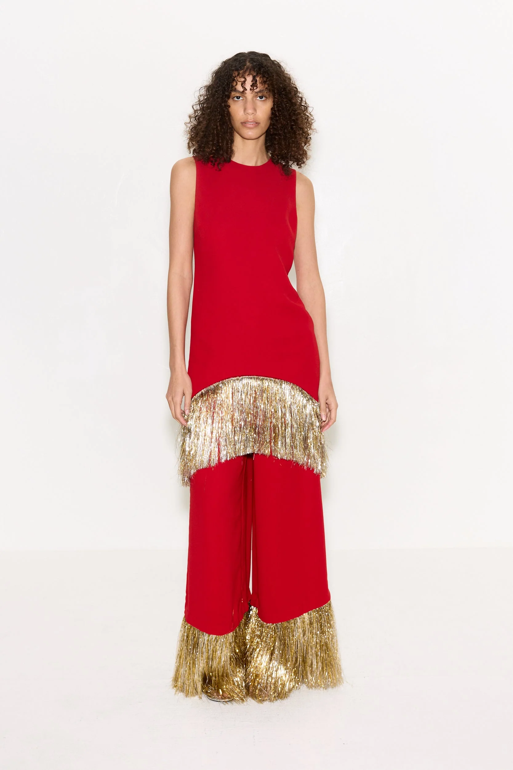 Nella Fringe Pant In Lucky Red - Image 2