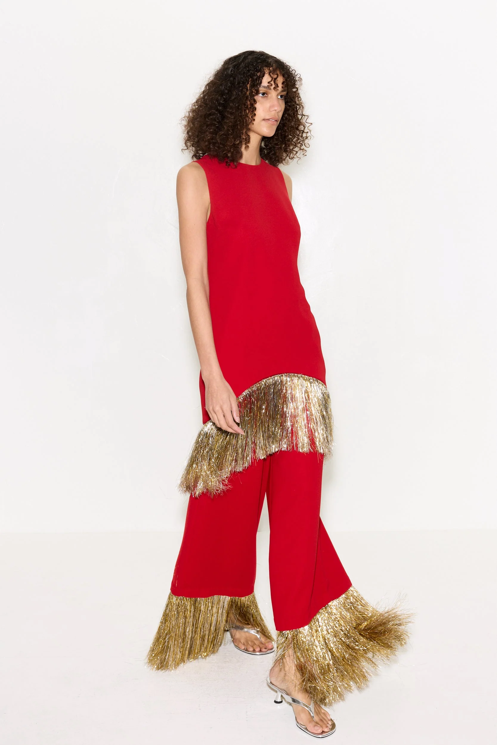 Nella Fringe Pant In Lucky Red - Image 3