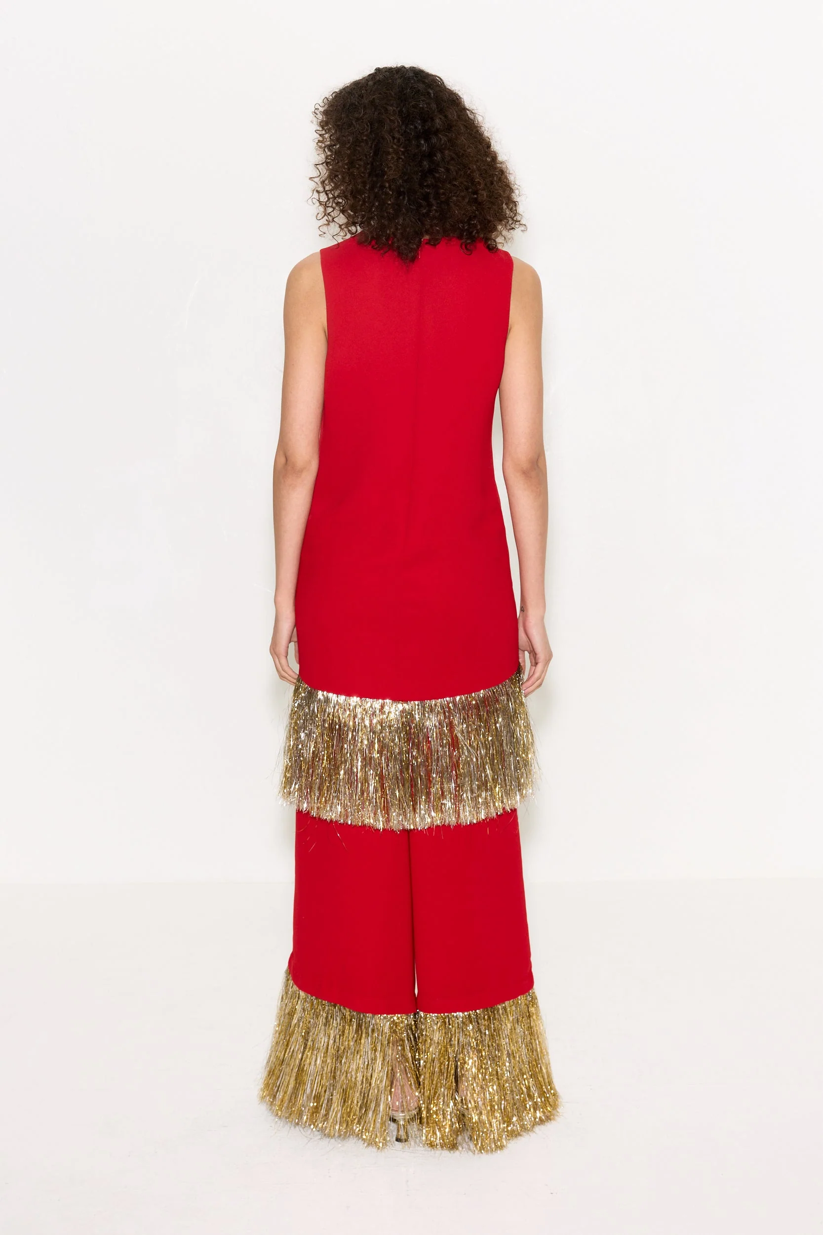 Nella Fringe Pant In Lucky Red - Image 4