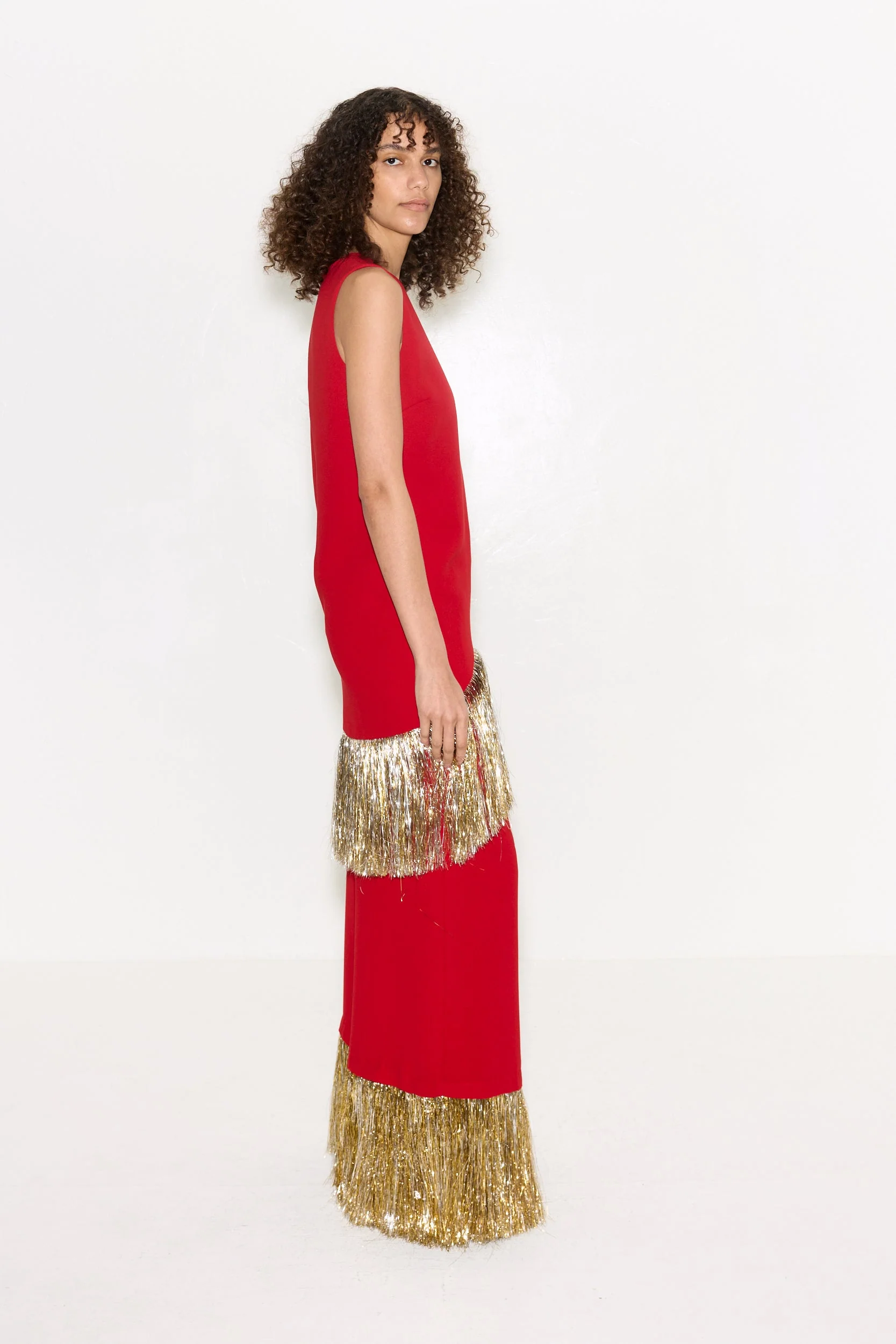 Nella Fringe Pant In Lucky Red - Image 5