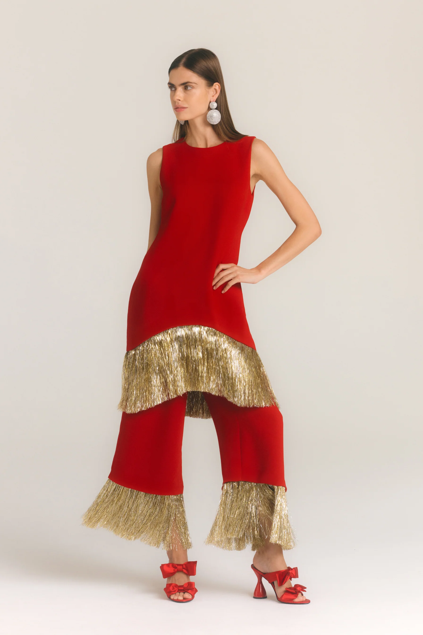 Nella Fringe Pant In Lucky Red - Image 6