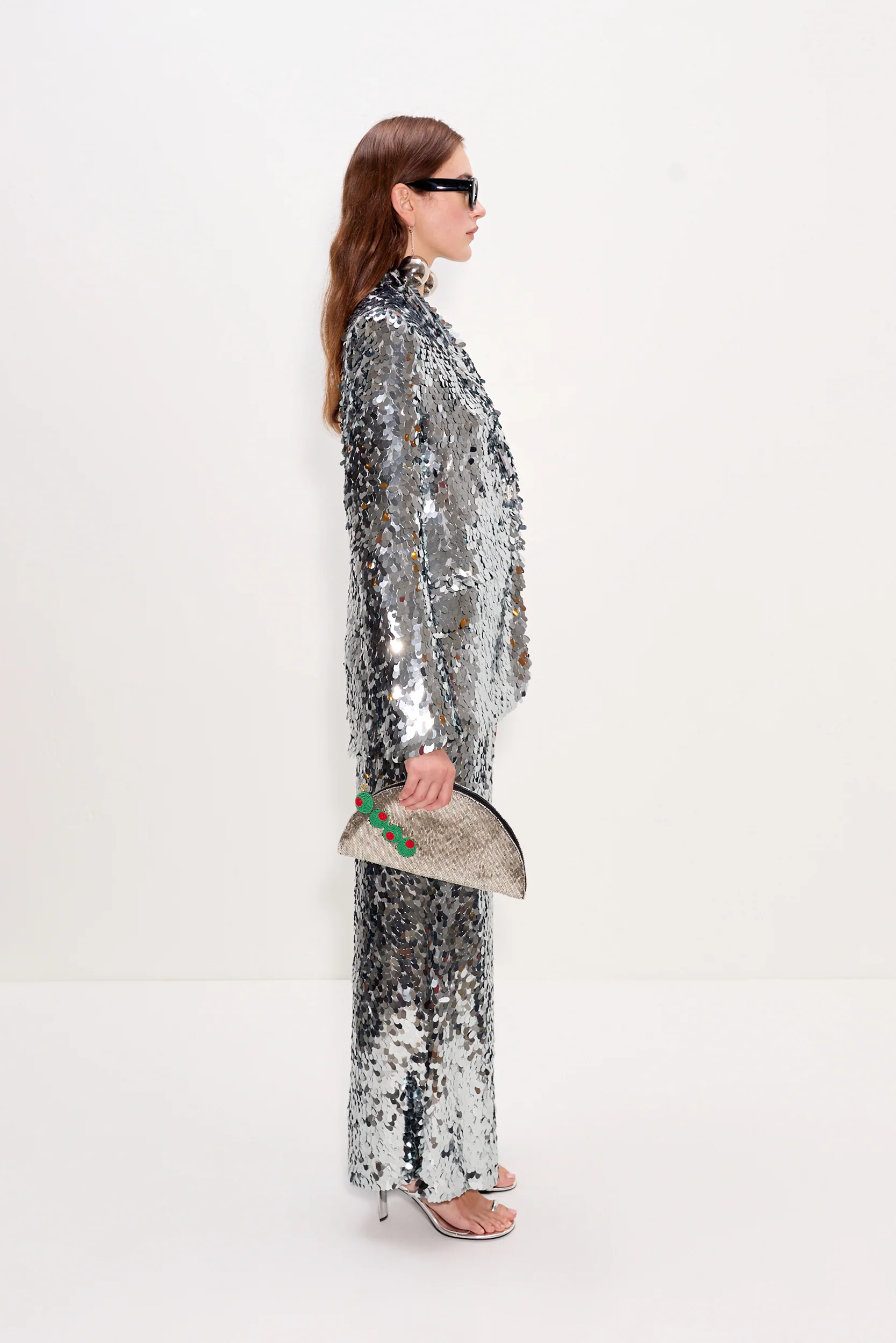 Nella Sequin Wide Leg Pant In Satellite Silver - Image 5